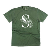 Floral Initials - Comfort Colors Tee Little Mama Shirt Shop