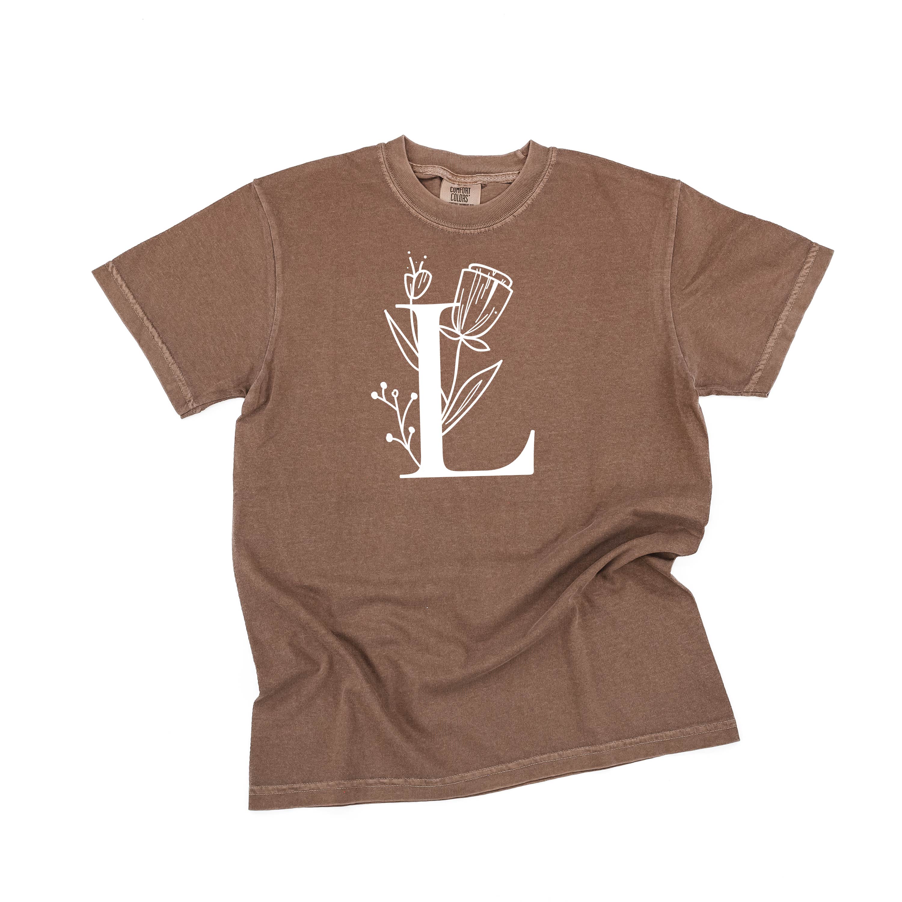 Floral Initials - Comfort Colors Tee Little Mama Shirt Shop