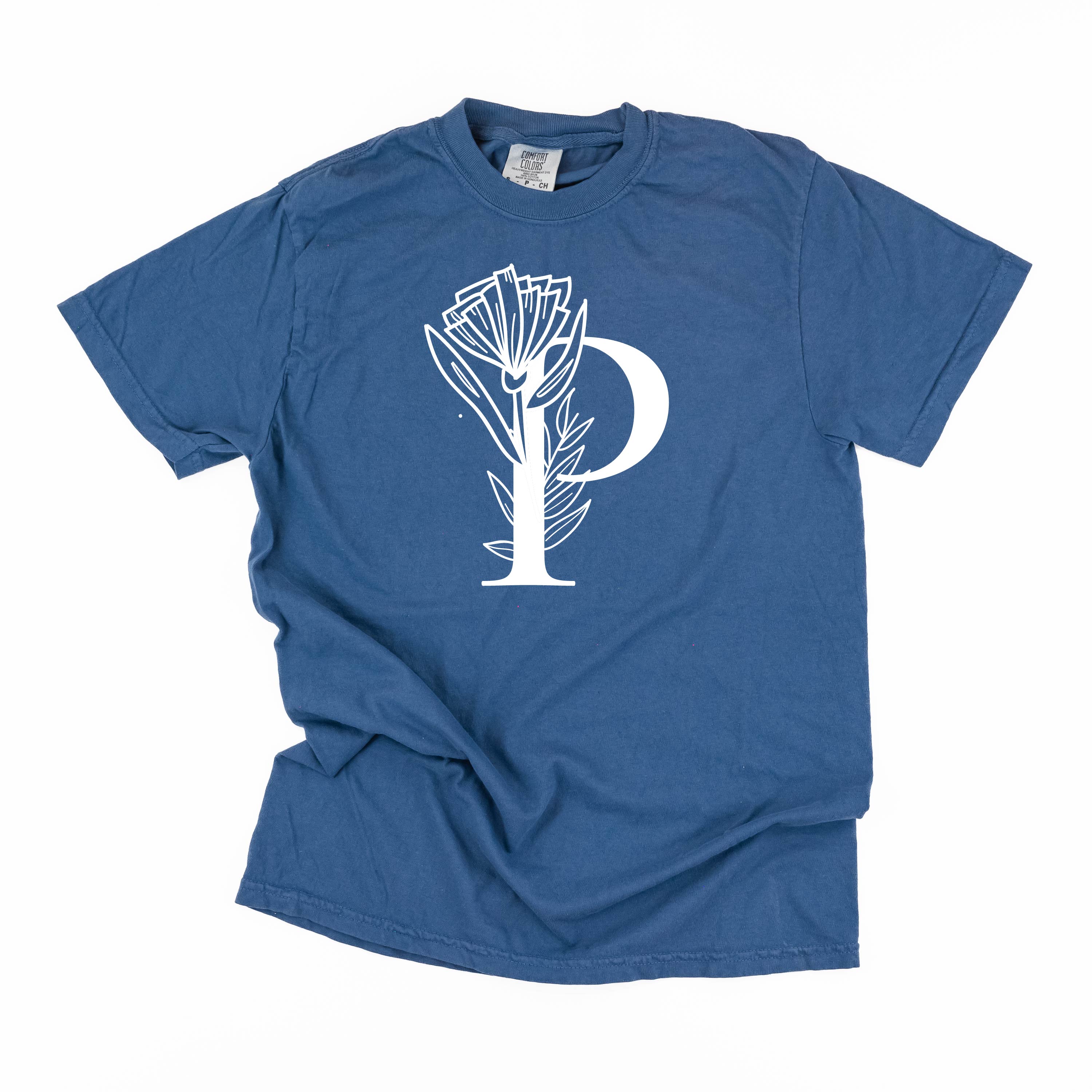 Floral Initials - Comfort Colors Tee Little Mama Shirt Shop