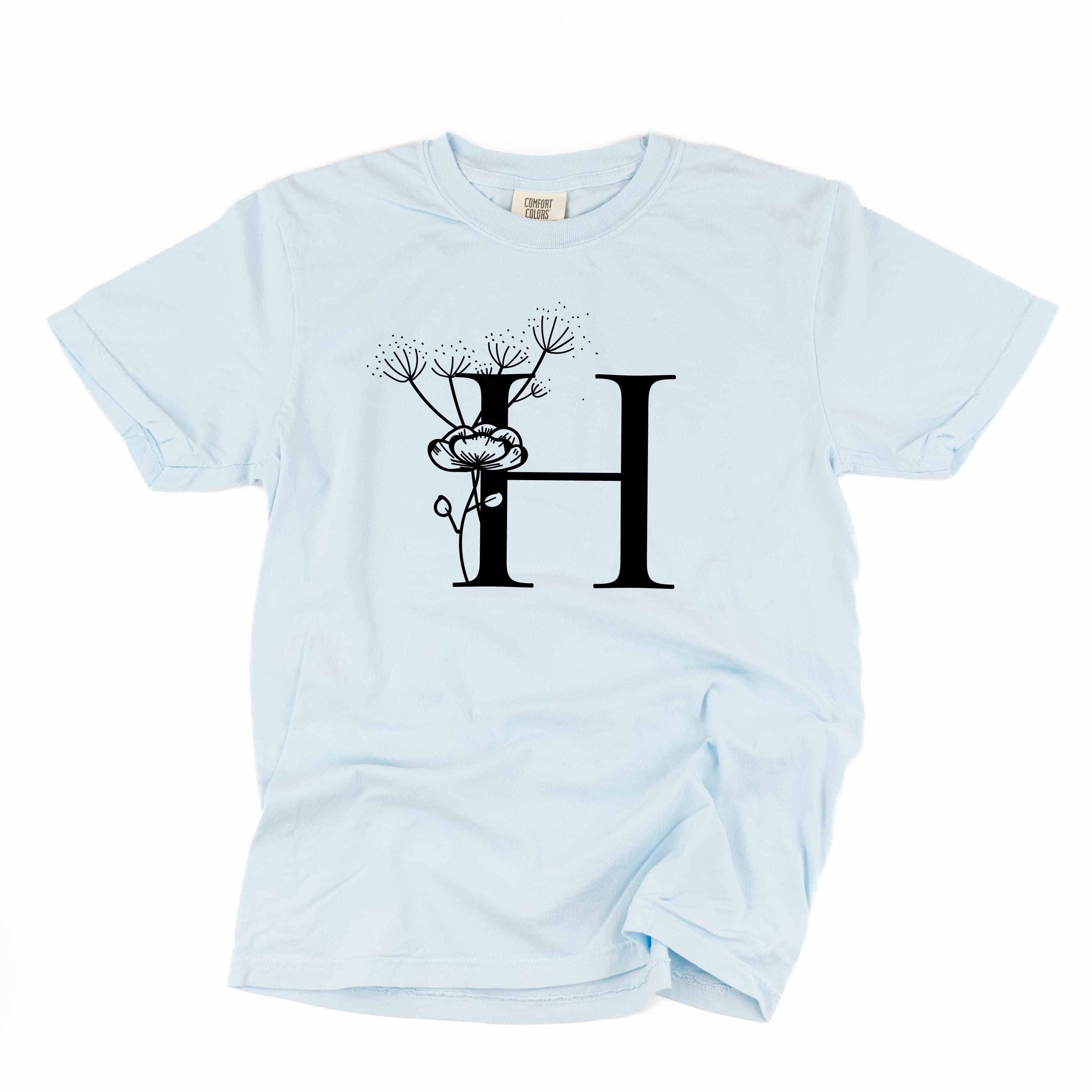 Floral Initials - Comfort Colors Tee Little Mama Shirt Shop
