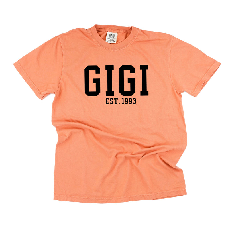 Gigi - EST. (Select Your Year) - SHORT SLEEVE COMFORT COLORS TEE