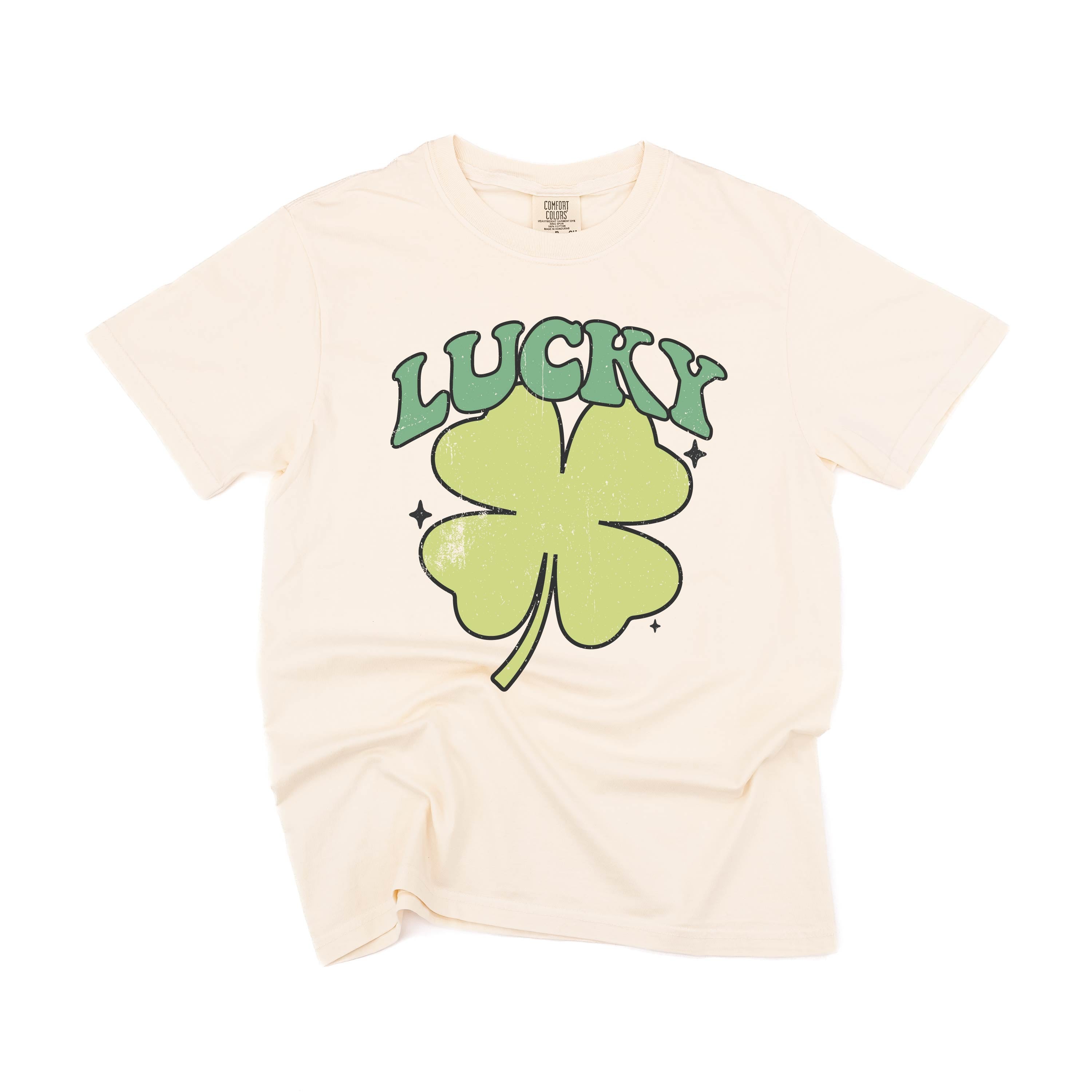 Green Oversized Lucky Shamrock - Comfort Colors Tee Little Mama Shirt Shop