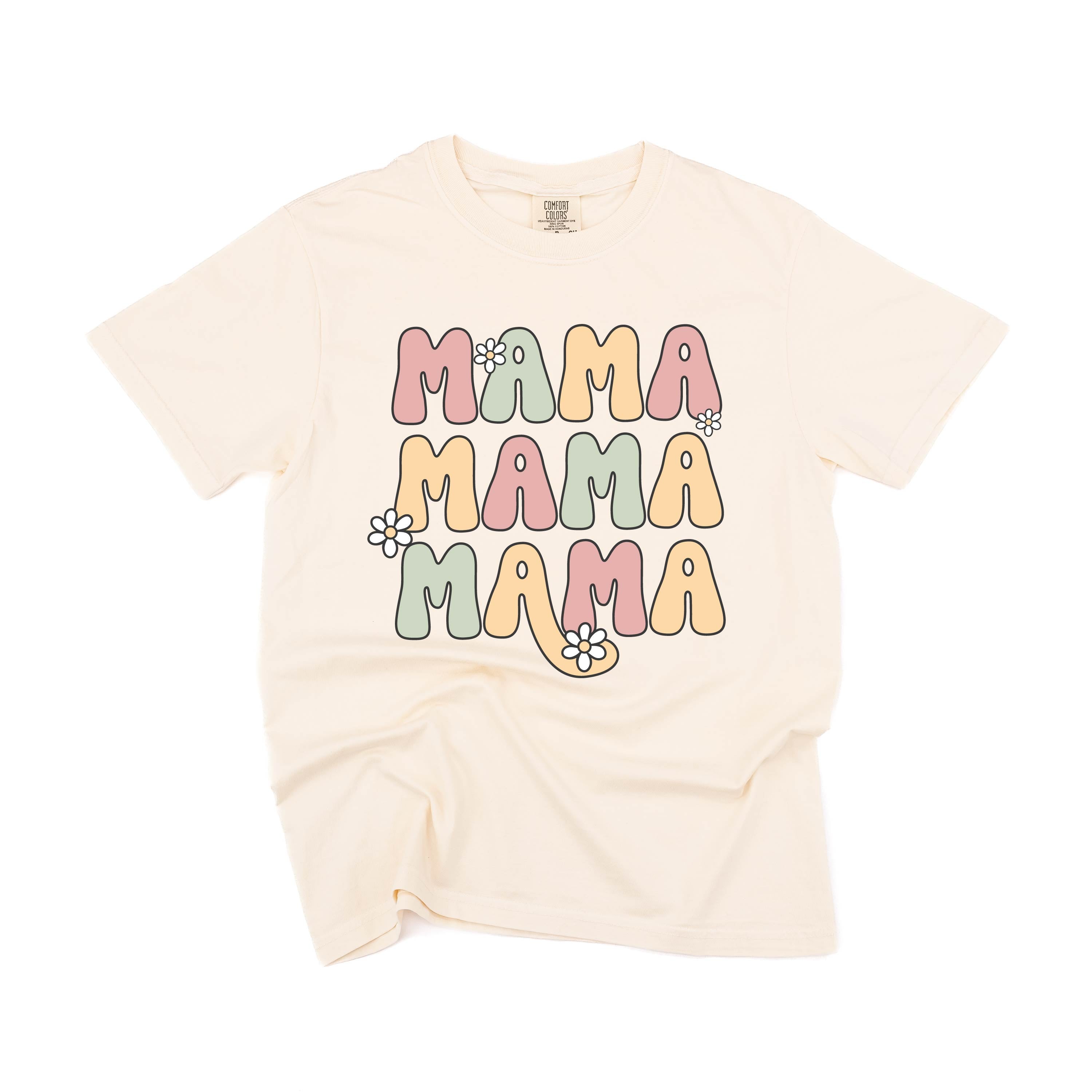 MAMA x3 with Daisies - Comfort Colors Tee Little Mama Shirt Shop