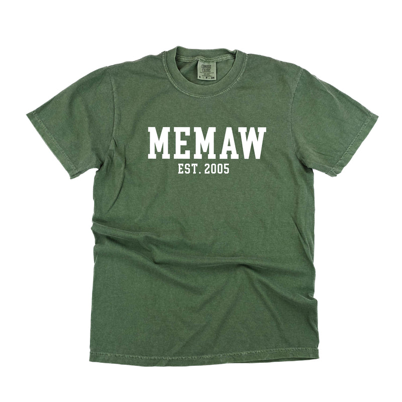 Memaw - EST. (Select Your Year) - SHORT SLEEVE COMFORT COLORS TEE