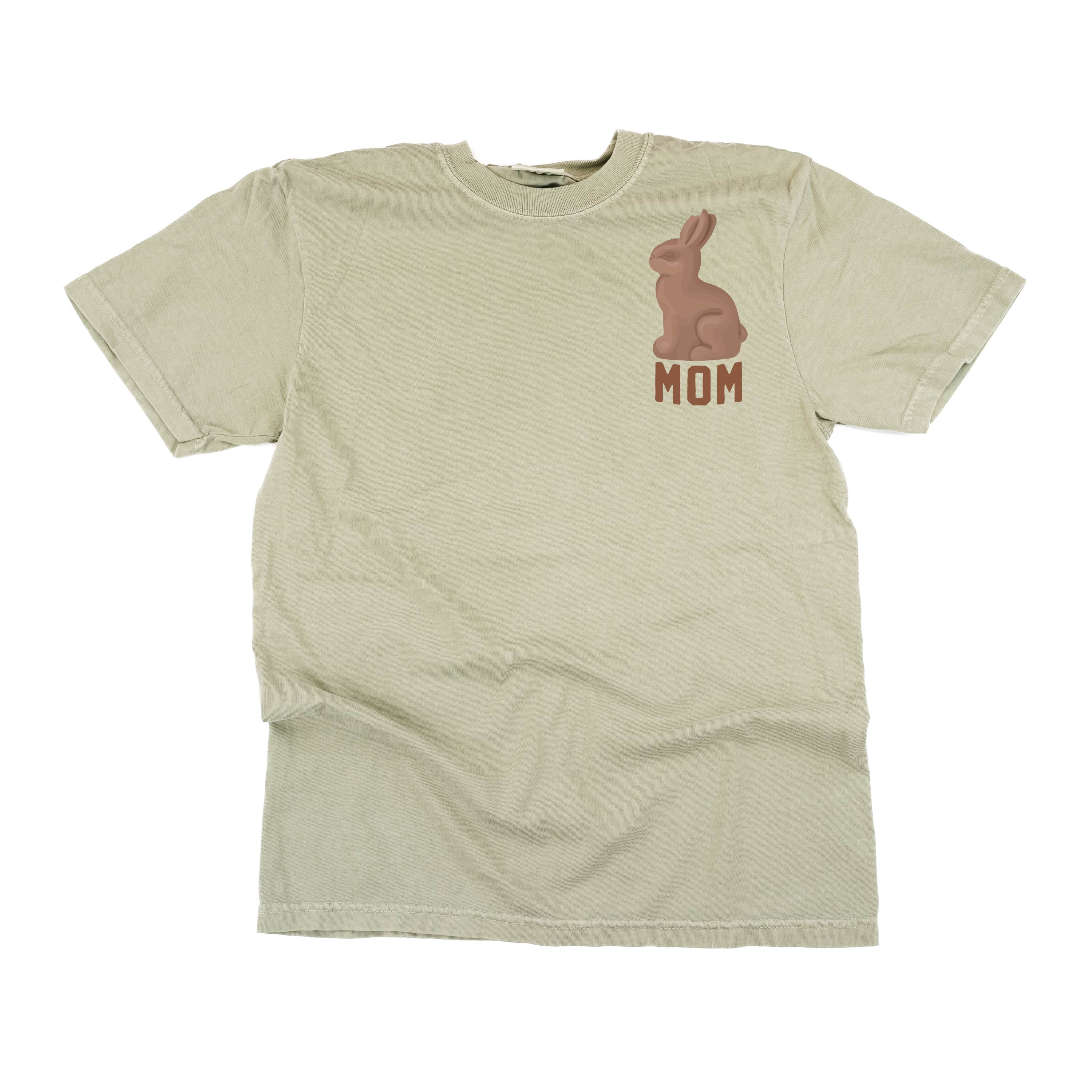 Mom - Chocolate Bunny (pocket) - Comfort Colors Tee Little Mama Shirt Shop