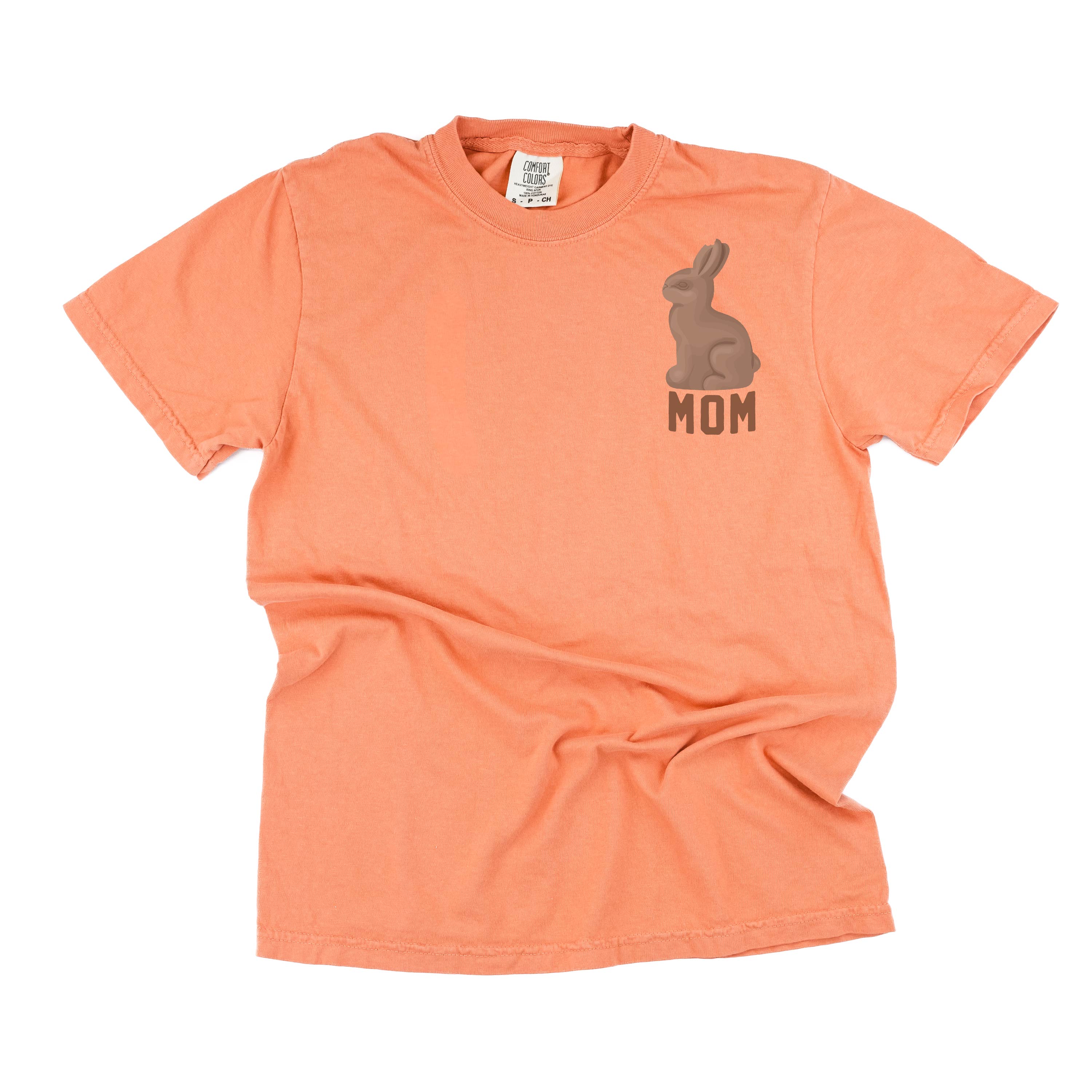 Mom - Chocolate Bunny (pocket) - Comfort Colors Tee Little Mama Shirt Shop