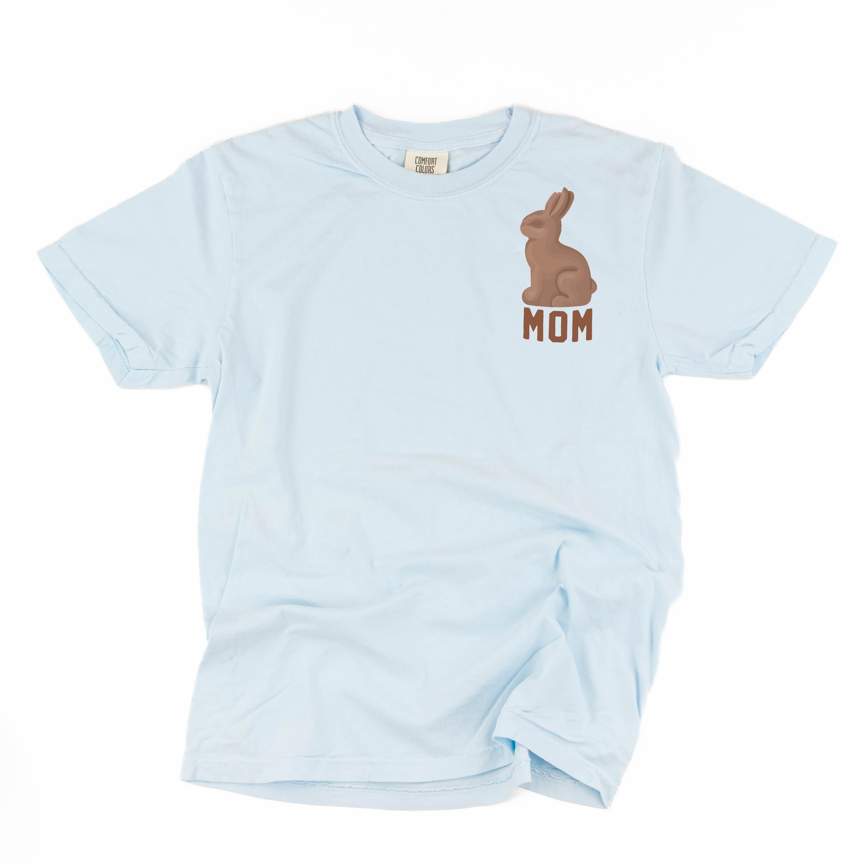 Mom - Chocolate Bunny (pocket) - Comfort Colors Tee Little Mama Shirt Shop