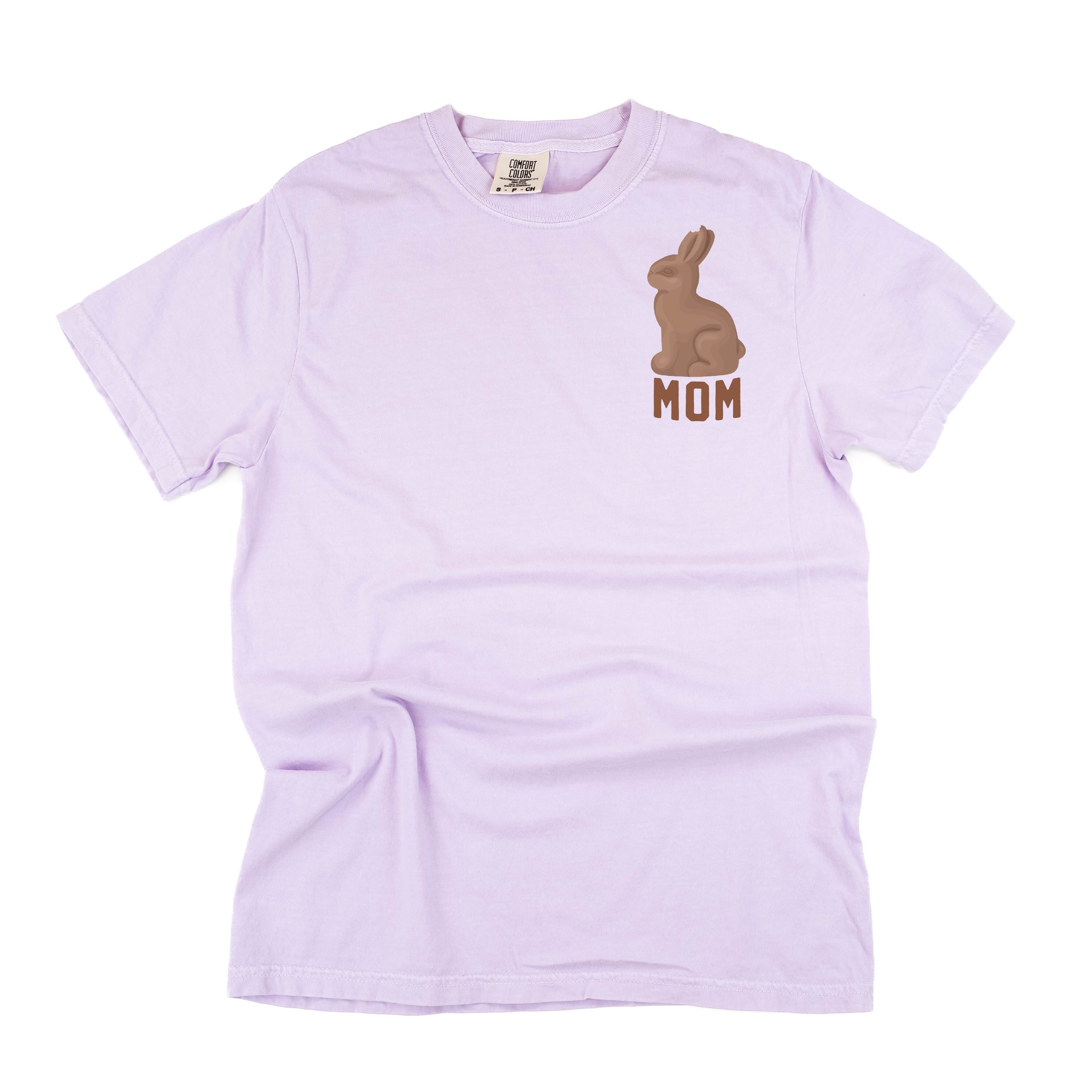 Mom - Chocolate Bunny (pocket) - Comfort Colors Tee Little Mama Shirt Shop