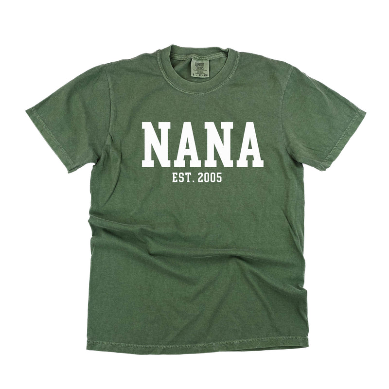 Nana - EST. (Select Your Year) - SHORT SLEEVE COMFORT COLORS TEE