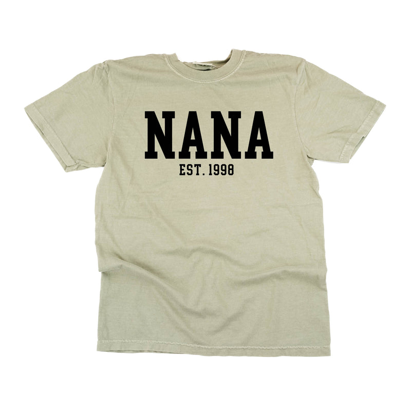 Nana - EST. (Select Your Year) - SHORT SLEEVE COMFORT COLORS TEE