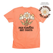 Pick Flowers Not Fights w/pocket on front - Comfort Colors Tee Little Mama Shirt Shop