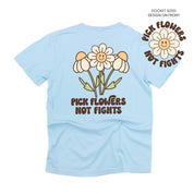 Pick Flowers Not Fights w/pocket on front - Comfort Colors Tee Little Mama Shirt Shop