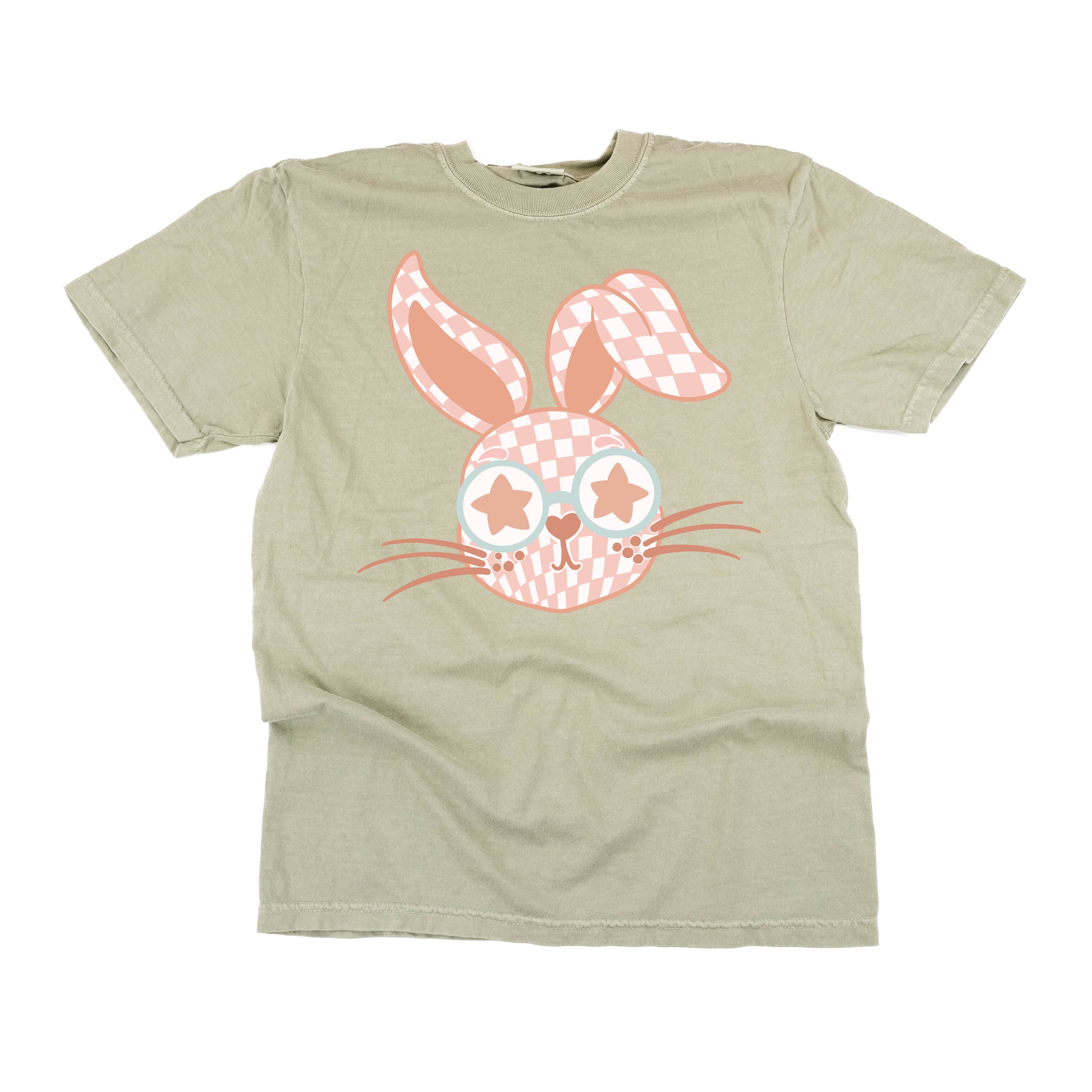 Pink Checkered Bunny - Comfort Colors Tee Little Mama Shirt Shop