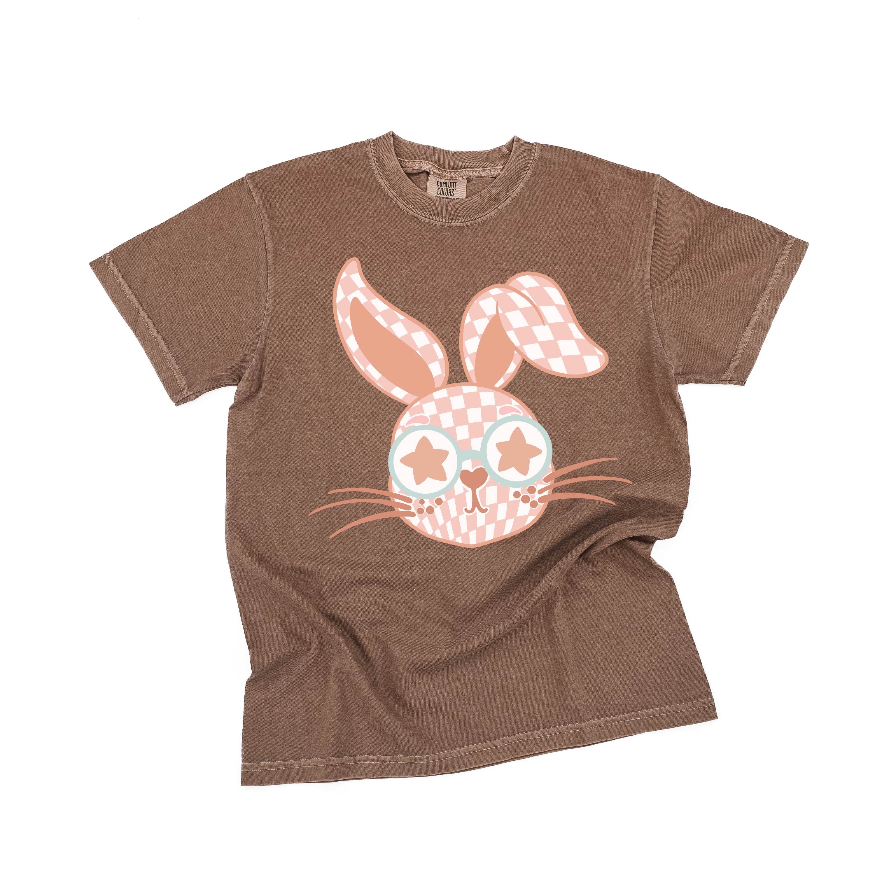 Pink Checkered Bunny - Comfort Colors Tee Little Mama Shirt Shop
