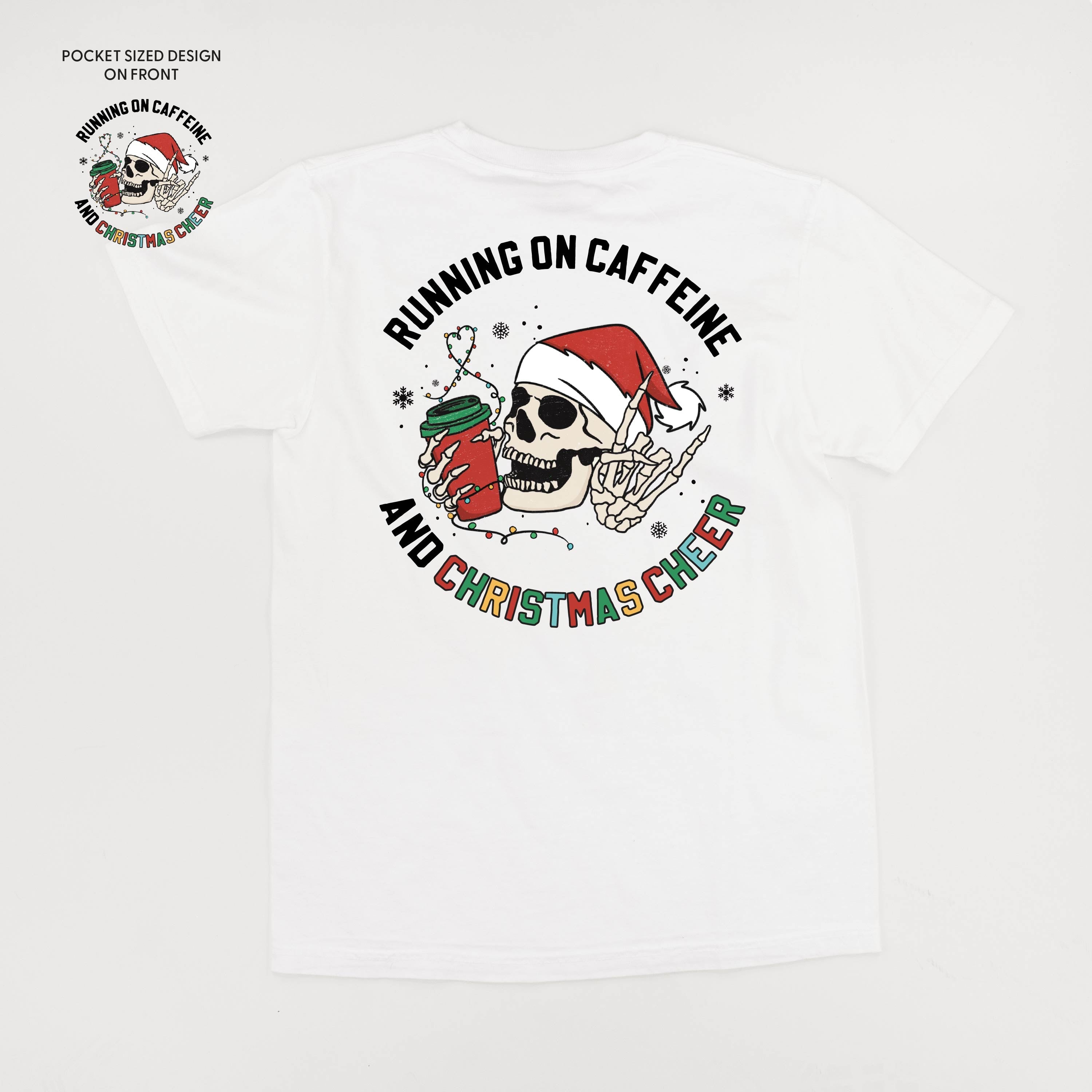 Running On Caffeine And Christmas Cheer (pf&b) - Comfort Colors Tee Little Mama Shirt Shop