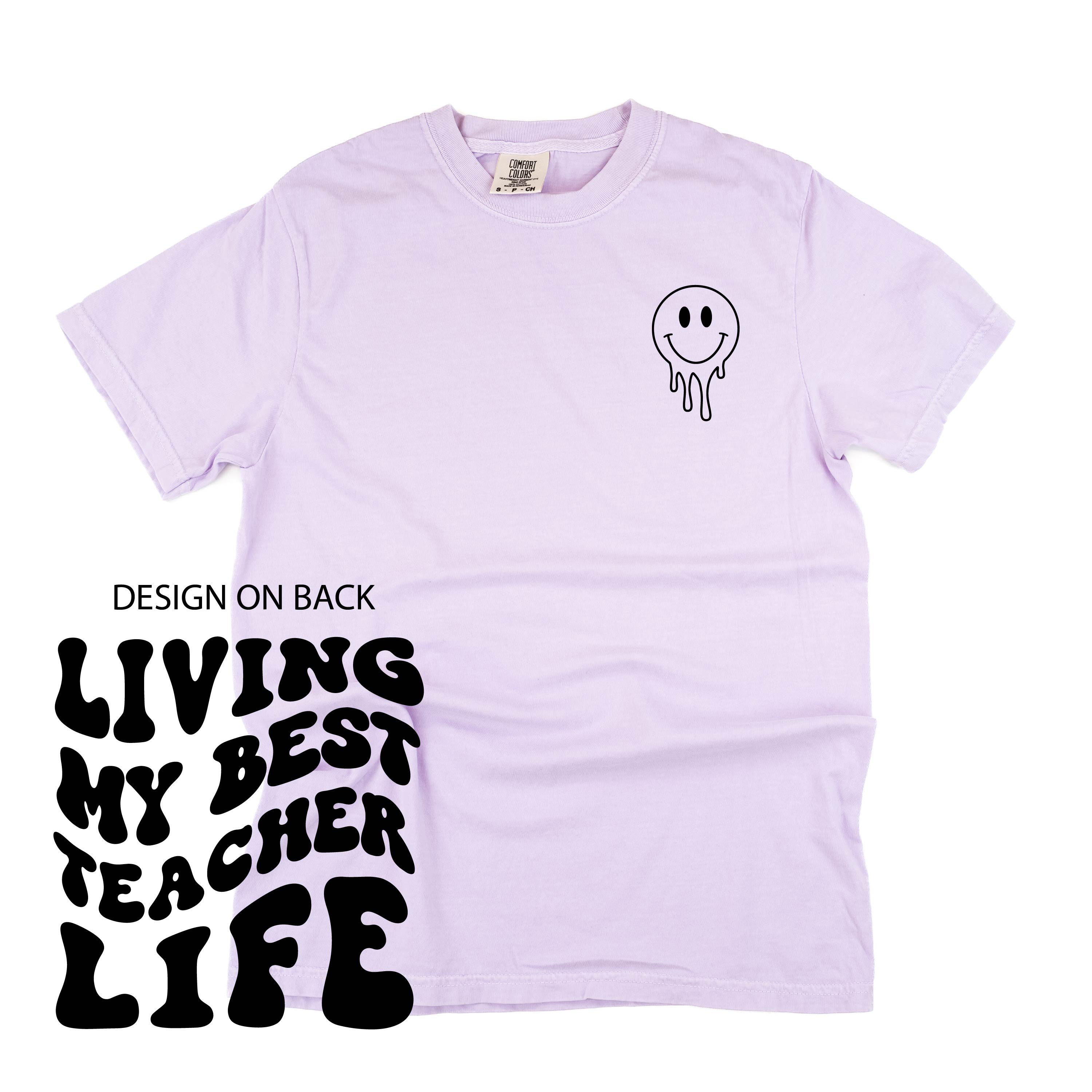  Pocket Melty Smiley) - SHORT SLEEVE COMFORT COLORS TEE Little Mama Shirt Shop