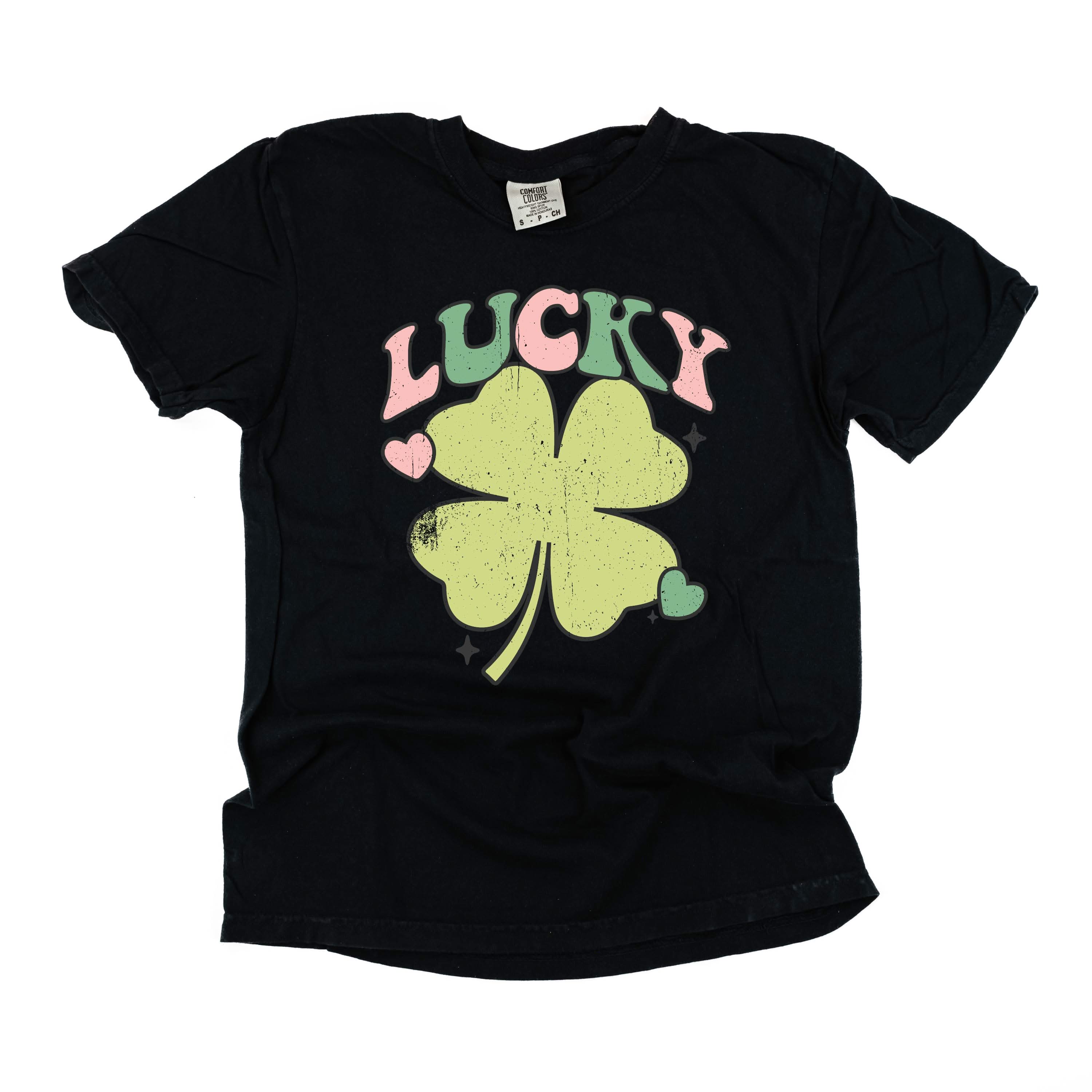 Green Oversized Lucky Shamrock - Comfort Colors Tee Little Mama Shirt Shop