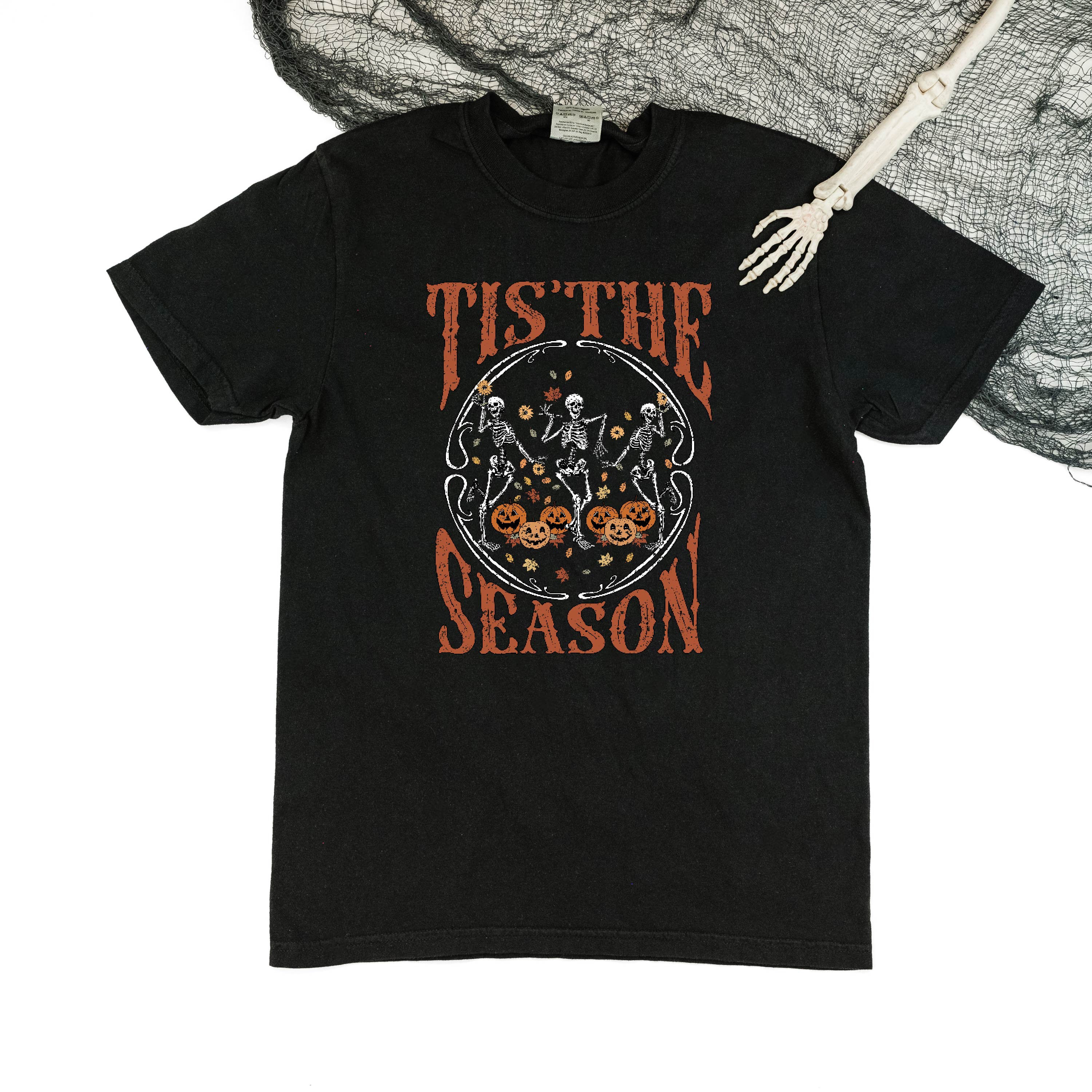 Tis' the Season (Festive Skeletons) - Comfort Colors Tee Little Mama Shirt Shop