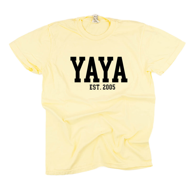 Yaya - EST. (Select Your Year) - SHORT SLEEVE COMFORT COLORS TEE