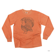 Thanksgiving Turkey Sketch - LONG SLEEVE Comfort Colors Tee Little Mama Shirt Shop
