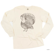 Thanksgiving Turkey Sketch - LONG SLEEVE Comfort Colors Tee Little Mama Shirt Shop