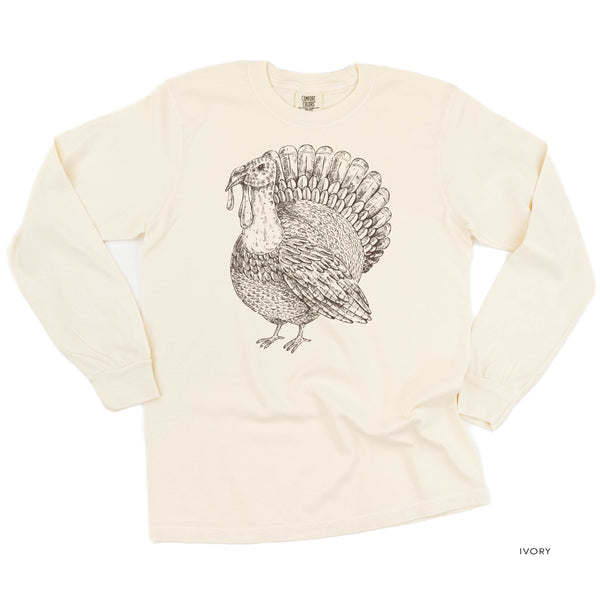 Thanksgiving Turkey Sketch - LONG SLEEVE Comfort Colors Tee