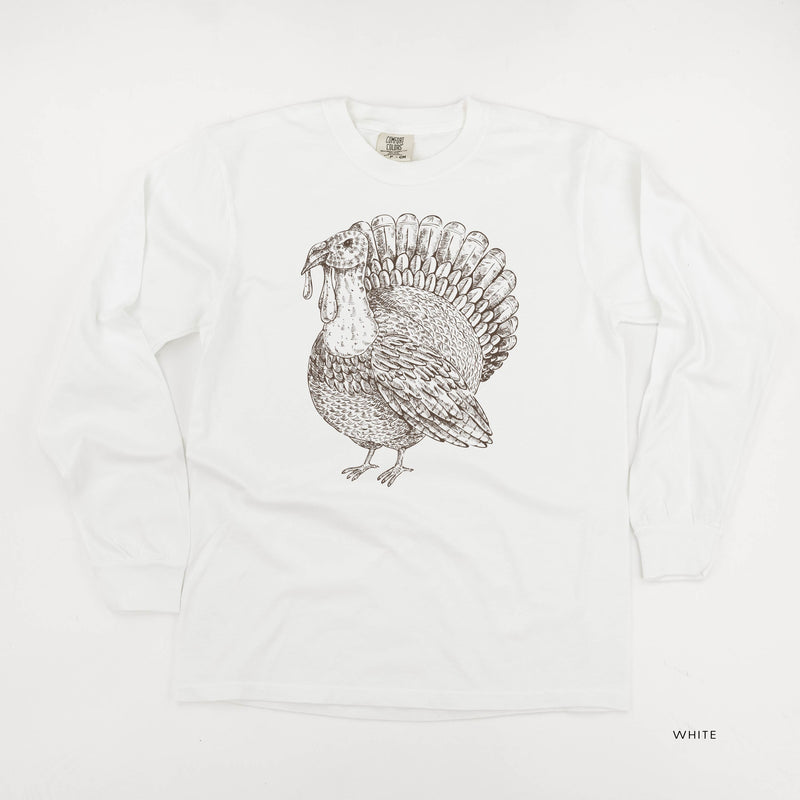 Thanksgiving Turkey Sketch - LONG SLEEVE Comfort Colors Tee