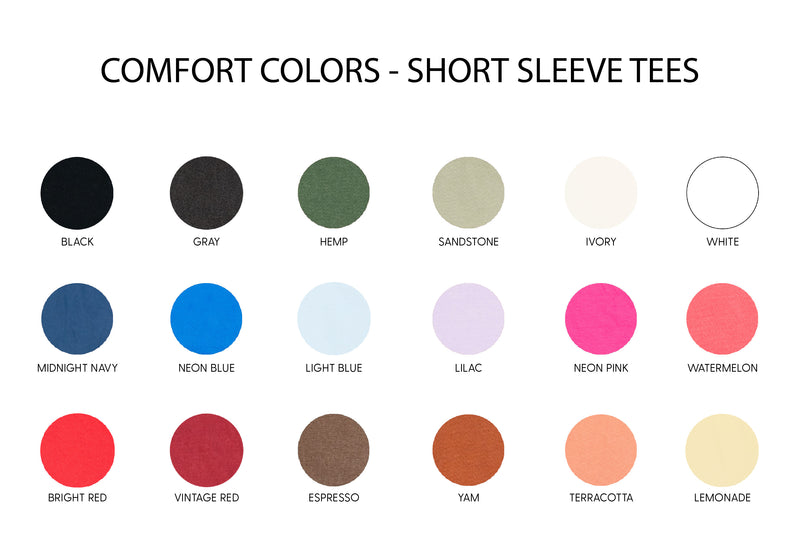 Embroidered Short Sleeve Comfort Colors Tee - TEACH - (Varsity Outline w/ White Thread)