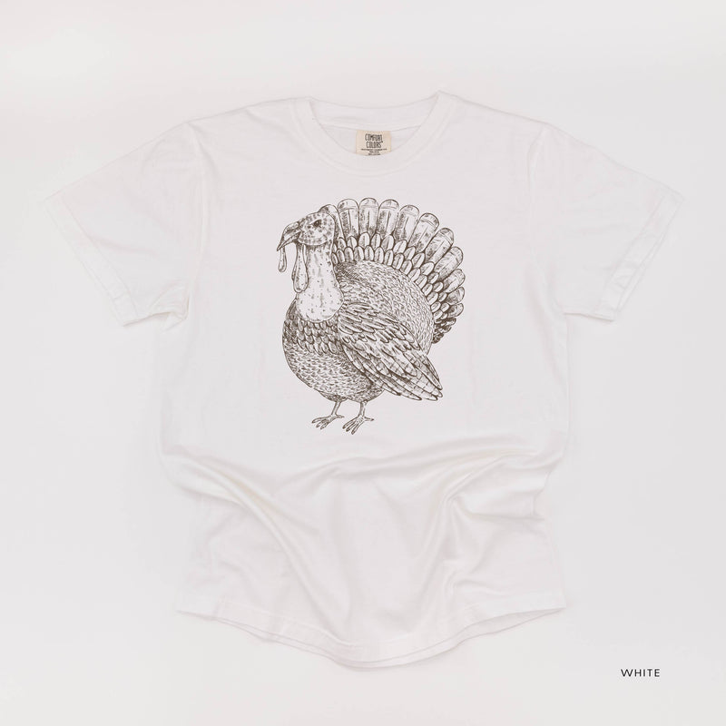 Thanksgiving Turkey Sketch - Comfort Colors Tee