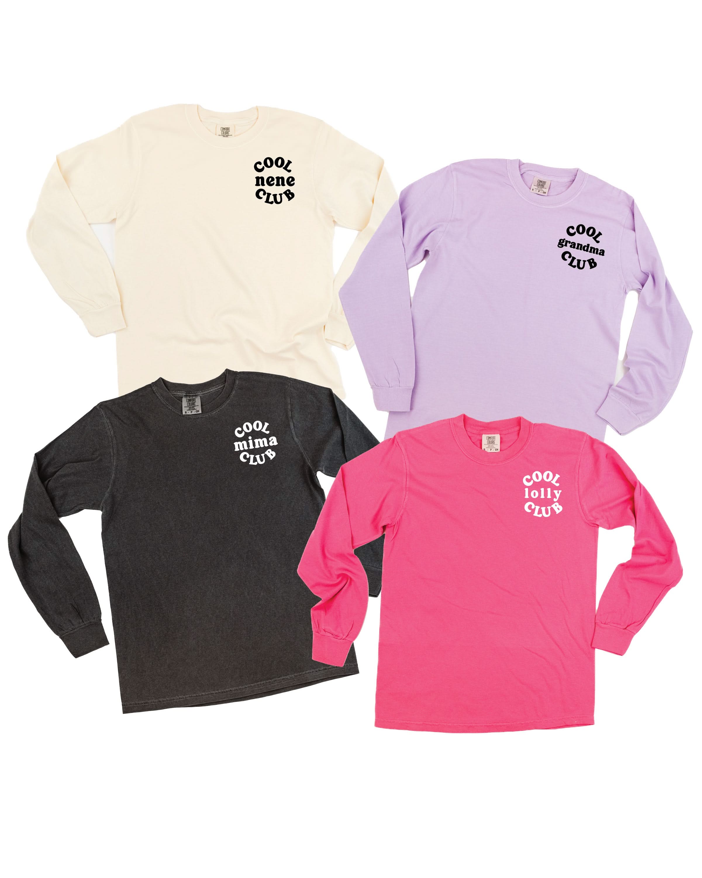 "Cool _____ Club" - Smiley (pf&b) - (Choose Your Name) - Long Sleeve Comfort Colors Tee Little Mama Shirt Shop
