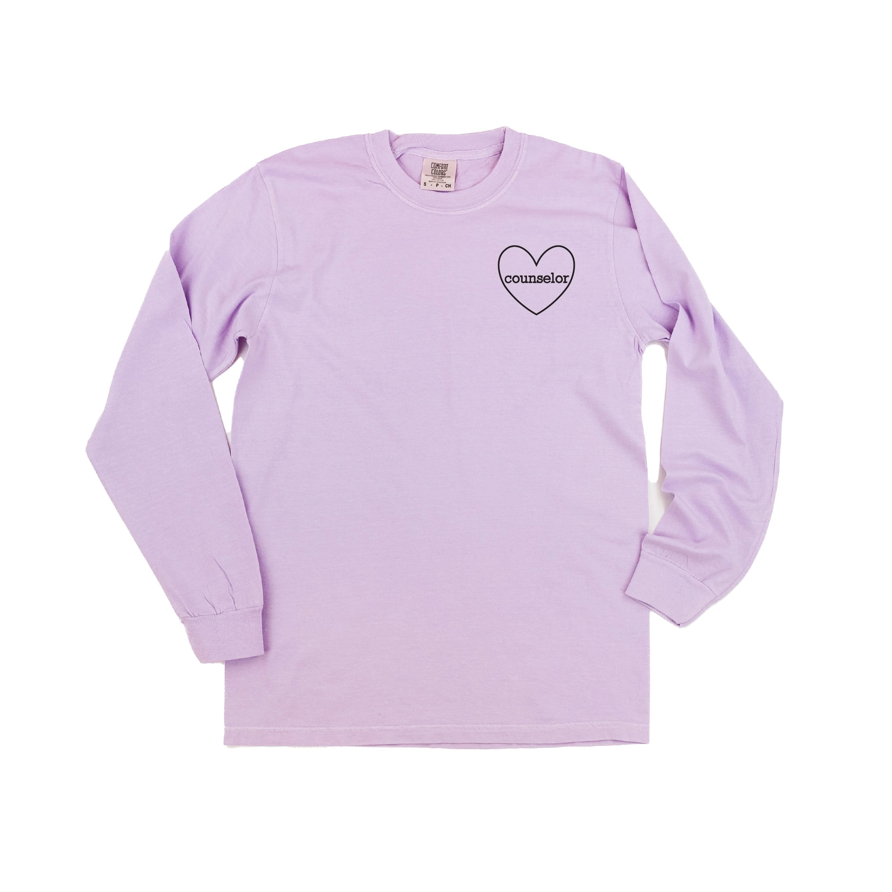 Counselor (Heart Around) - LONG SLEEVE Comfort Colors Tee Little Mama Shirt Shop