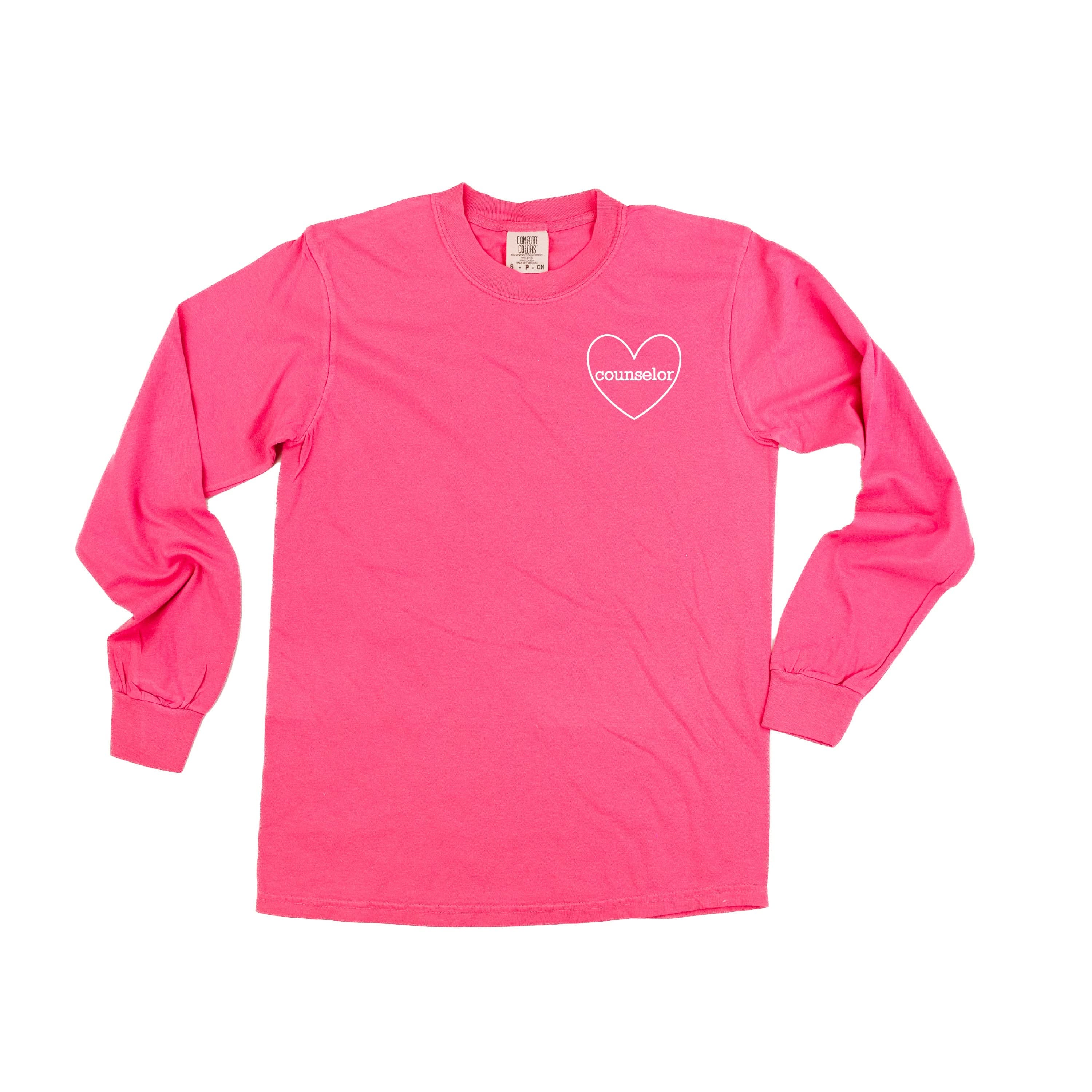 Counselor (Heart Around) - LONG SLEEVE Comfort Colors Tee Little Mama Shirt Shop