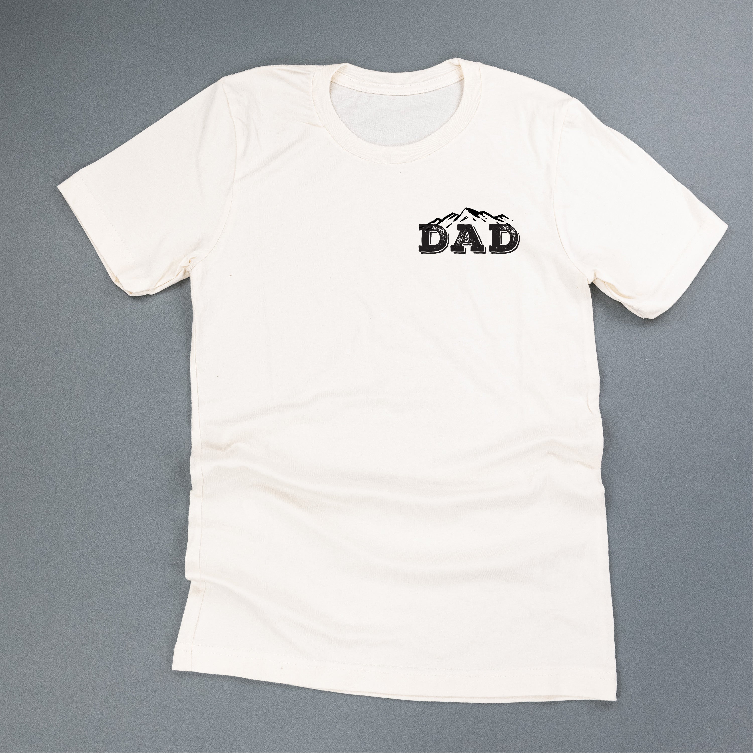 Dad w/ Mountains - Mountain Scene (pf&b) - Unisex Tee Little Mama Shirt Shop