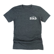 Dad w/ Mountains - Mountain Scene (pf&b) - Unisex Tee Little Mama Shirt Shop