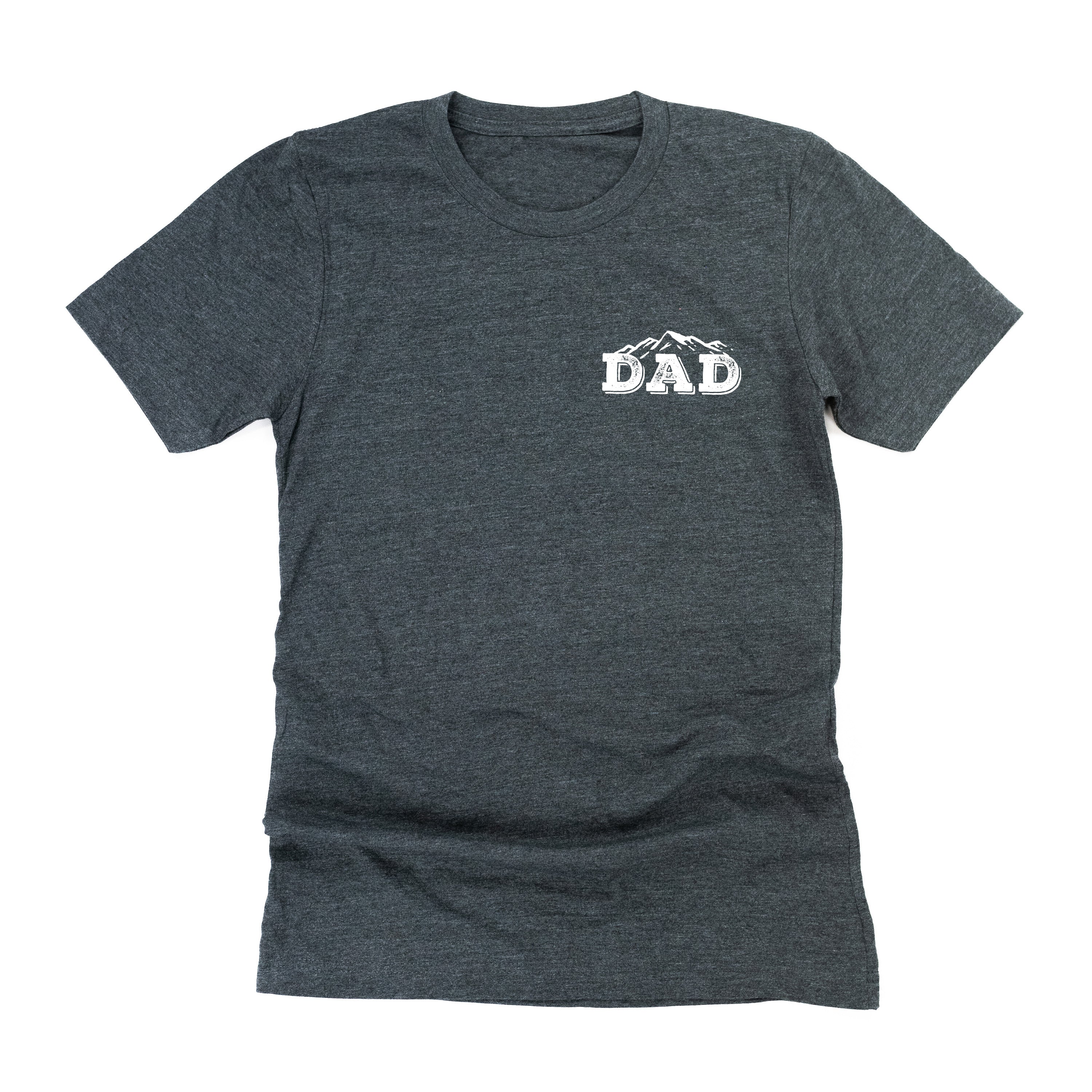 Dad w/ Mountains - Mountain Scene (pf&b) - Unisex Tee Little Mama Shirt Shop