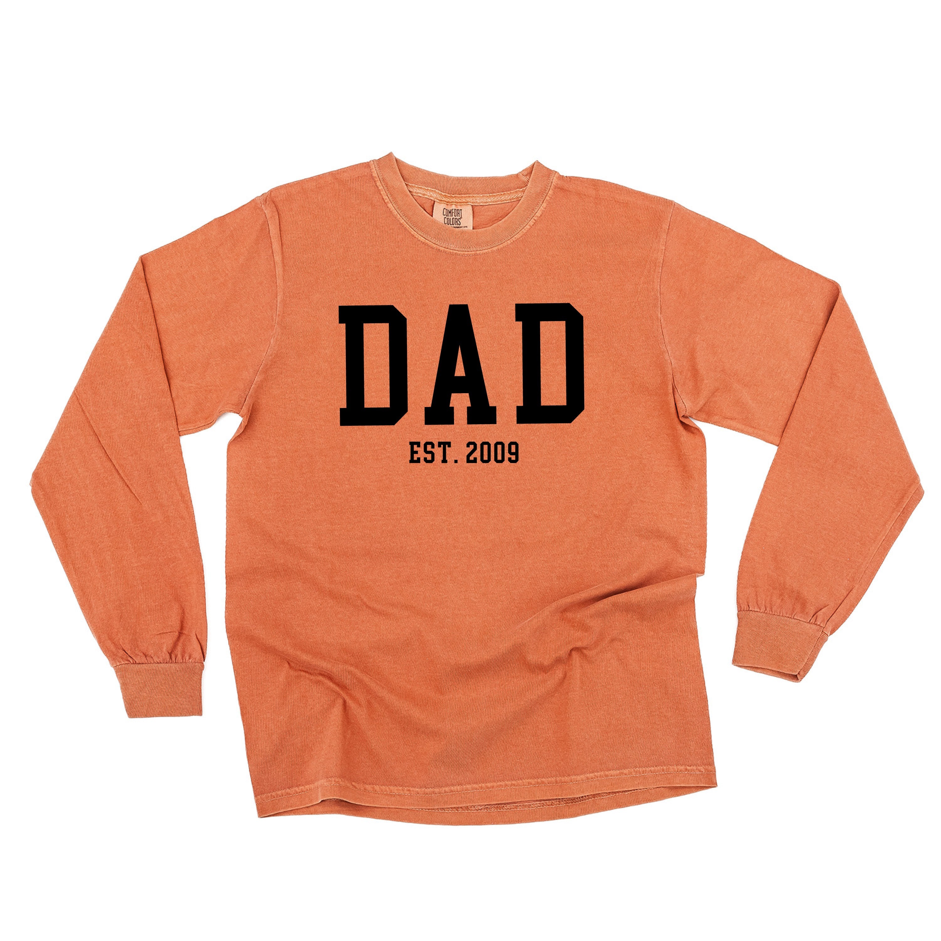 Dad - Est. (Select Your Year) - LONG SLEEVE Comfort Colors Tee Little Mama Shirt Shop