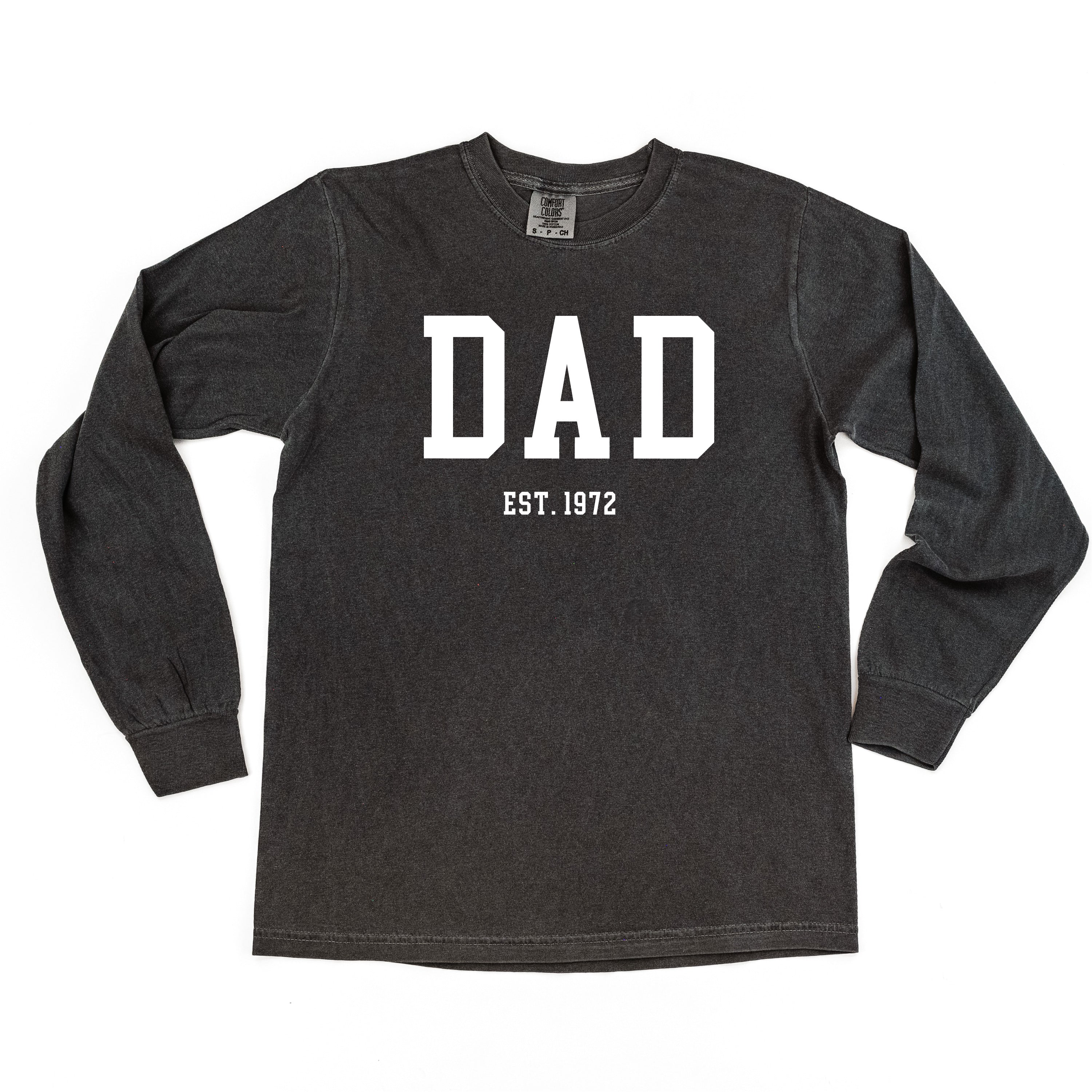 Dad - Est. (Select Your Year) - LONG SLEEVE Comfort Colors Tee Little Mama Shirt Shop