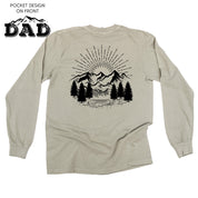 Dad w/ Mountains - Mountain Scene (pf&b) - LONG SLEEVE Comfort Colors Tee Little Mama Shirt Shop