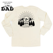 Dad w/ Mountains - Mountain Scene (pf&b) - LONG SLEEVE Comfort Colors Tee Little Mama Shirt Shop