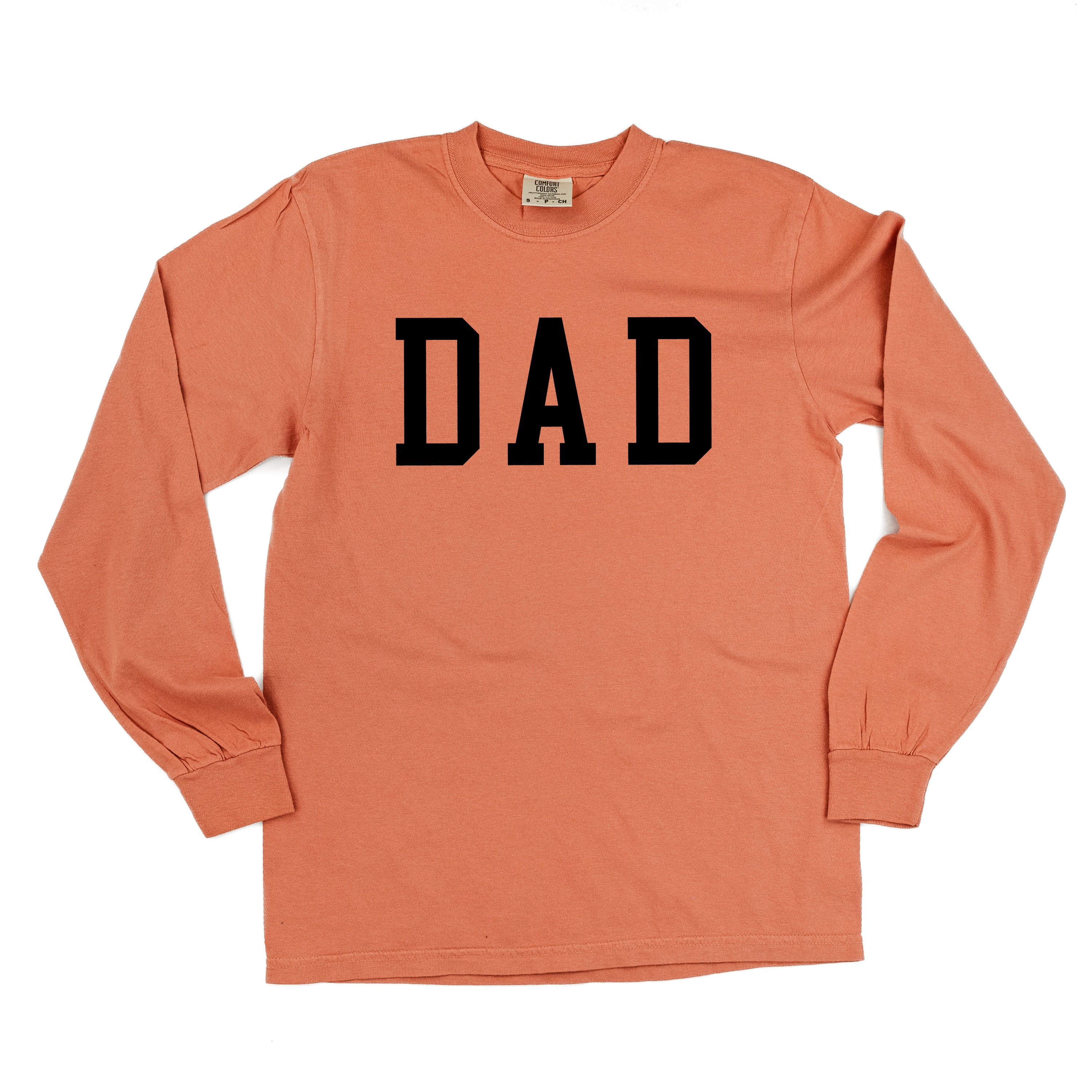 Dad - Varsity Straight Line - LONG SLEEVE Comfort Colors Tee Little Mama Shirt Shop