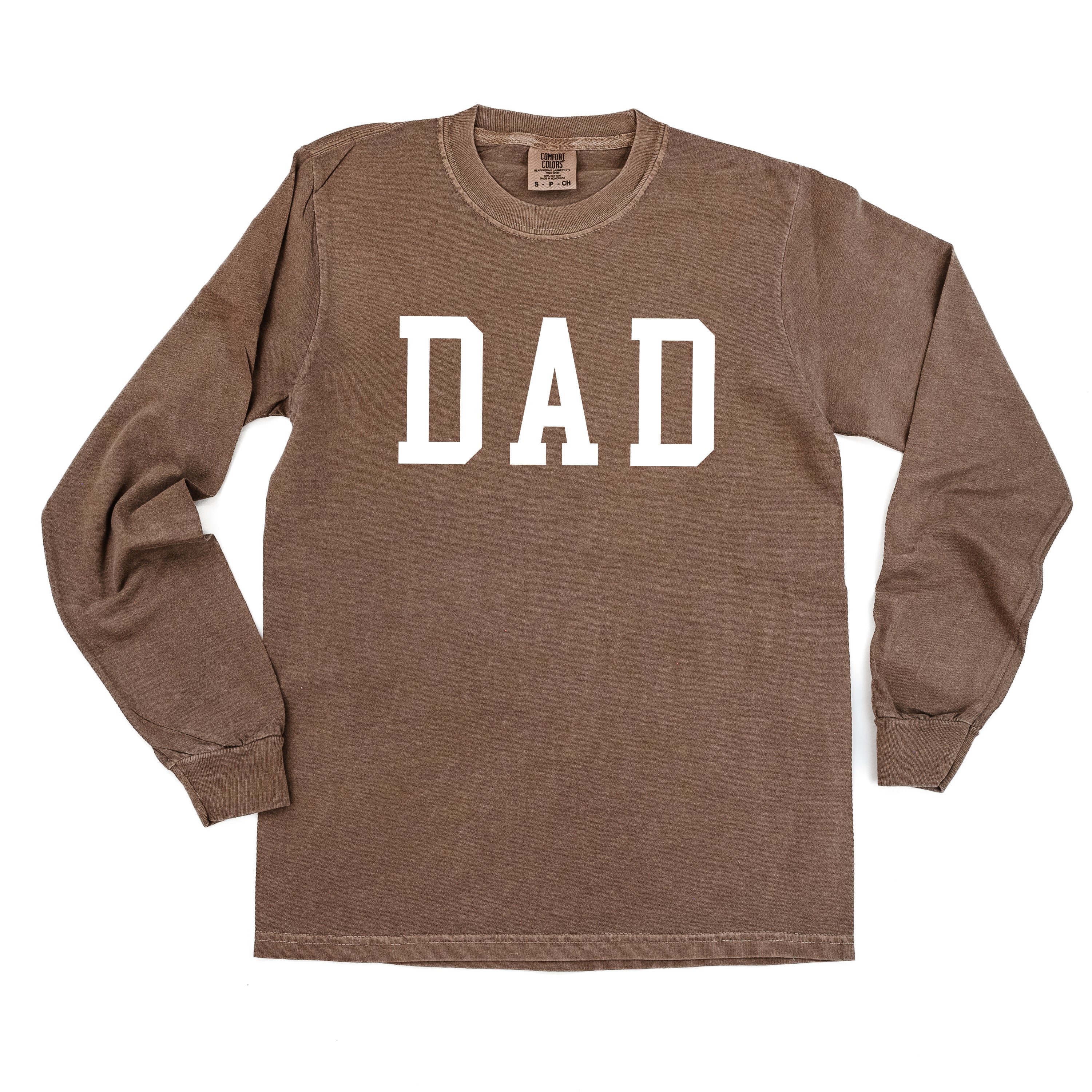 Dad - Varsity Straight Line - LONG SLEEVE Comfort Colors Tee Little Mama Shirt Shop