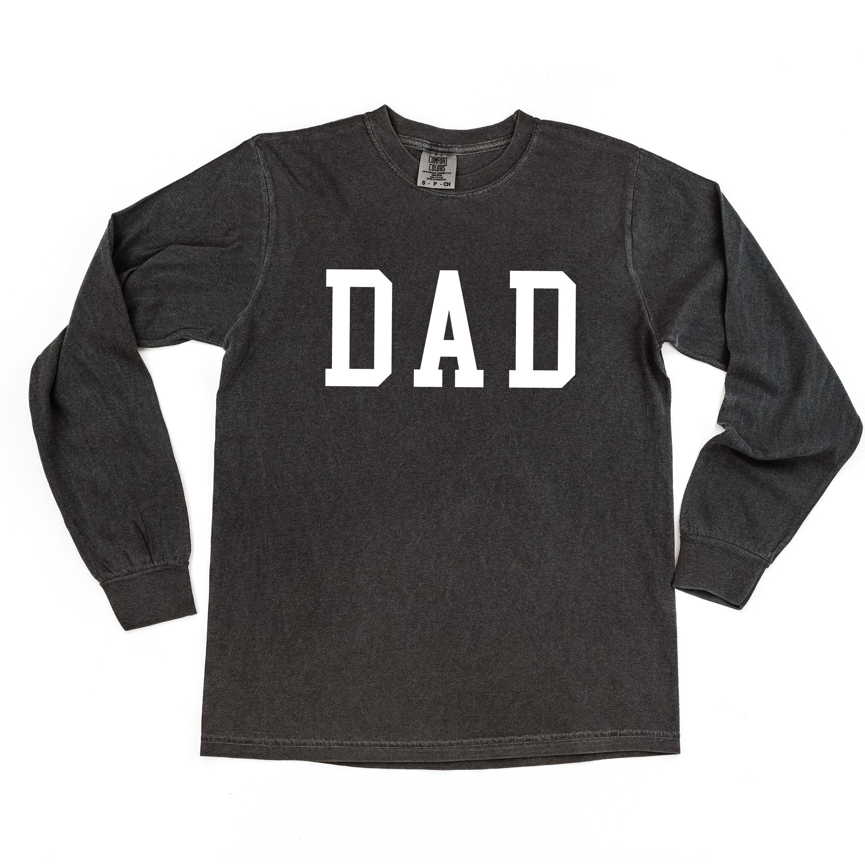 Dad - Varsity Straight Line - LONG SLEEVE Comfort Colors Tee Little Mama Shirt Shop