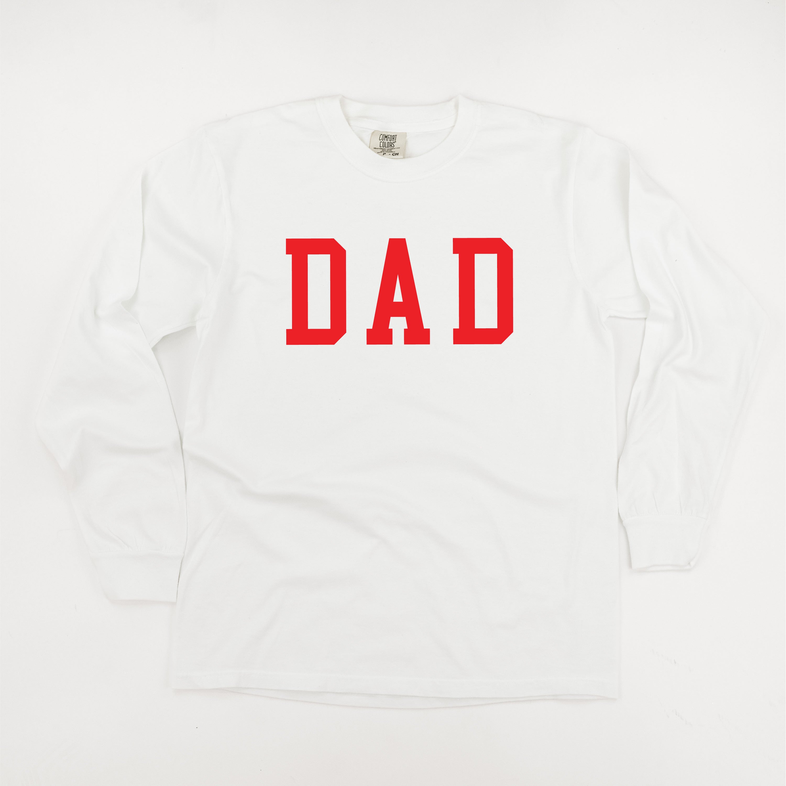Dad - Varsity Straight Line - LONG SLEEVE Comfort Colors Tee Little Mama Shirt Shop