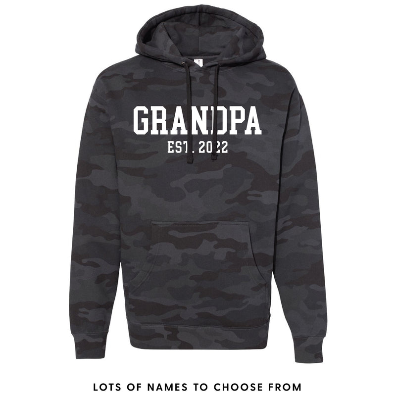 GRAY/BLACK CAMO - Midweight Father's Day Hoodie - EST. - Select Your Name and Year