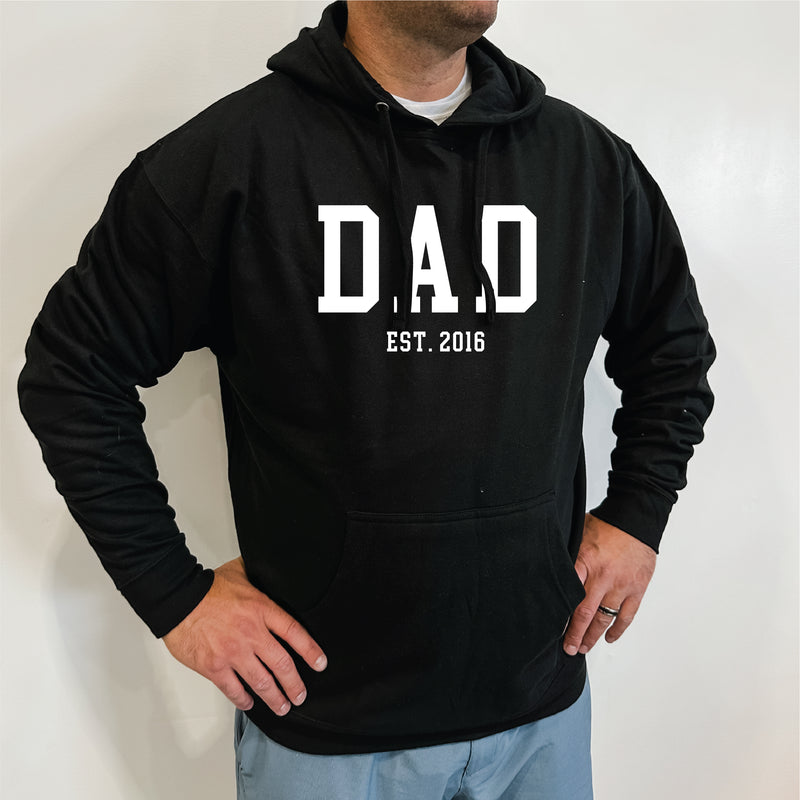 BLACK - Midweight Father's Day Hoodie - EST. - Select Your Name and Year