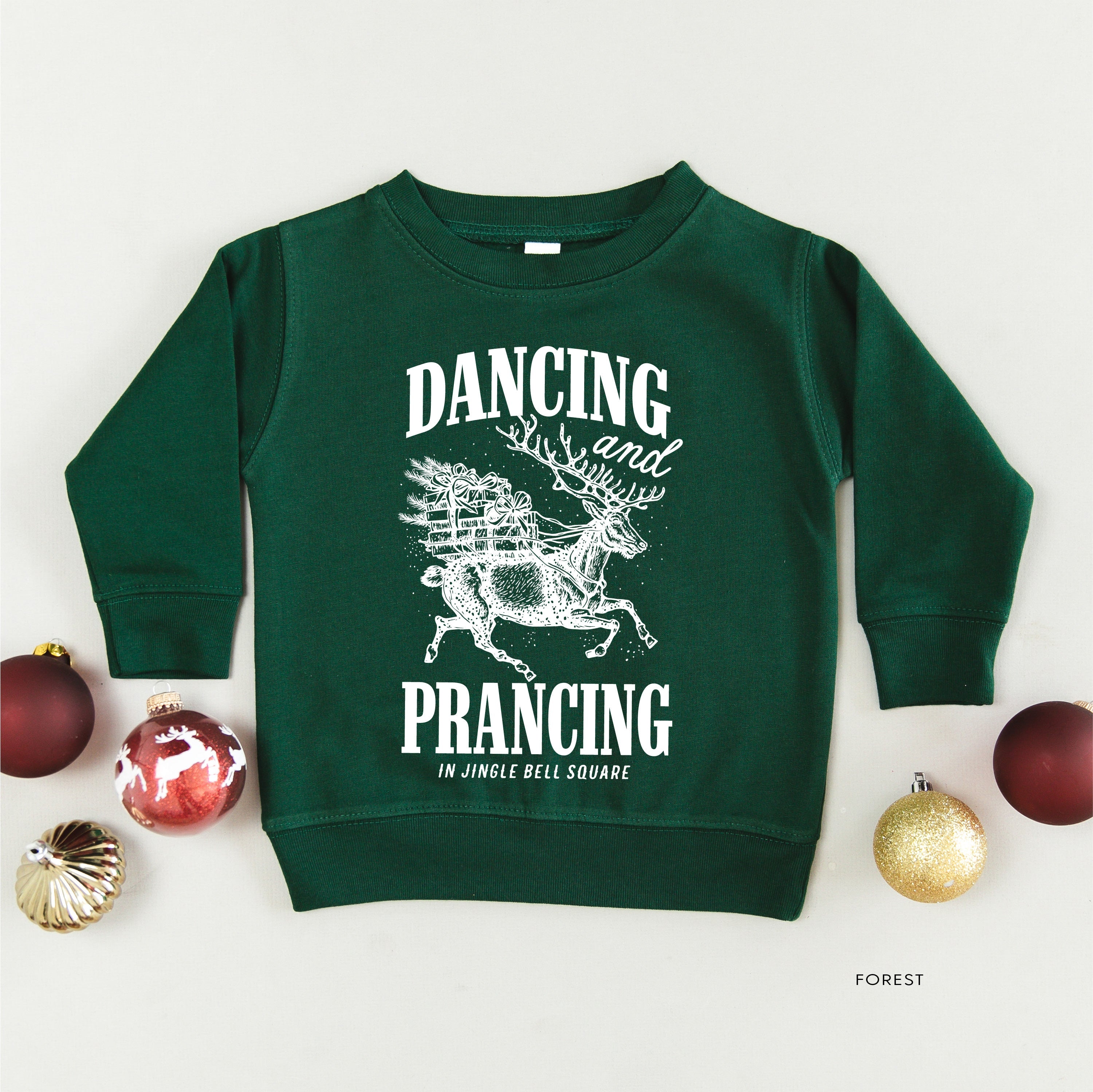 Dancing and Prancing in Jingle Bell Square - Child Sweater Little Mama Shirt Shop