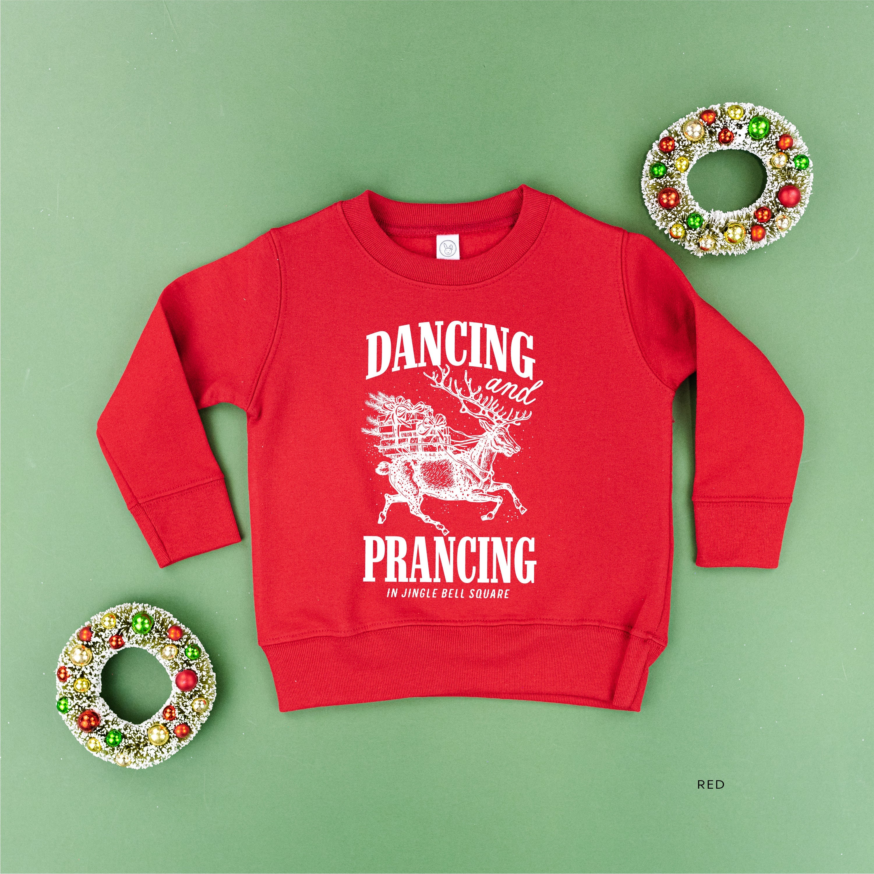Dancing and Prancing in Jingle Bell Square - Child Sweater Little Mama Shirt Shop