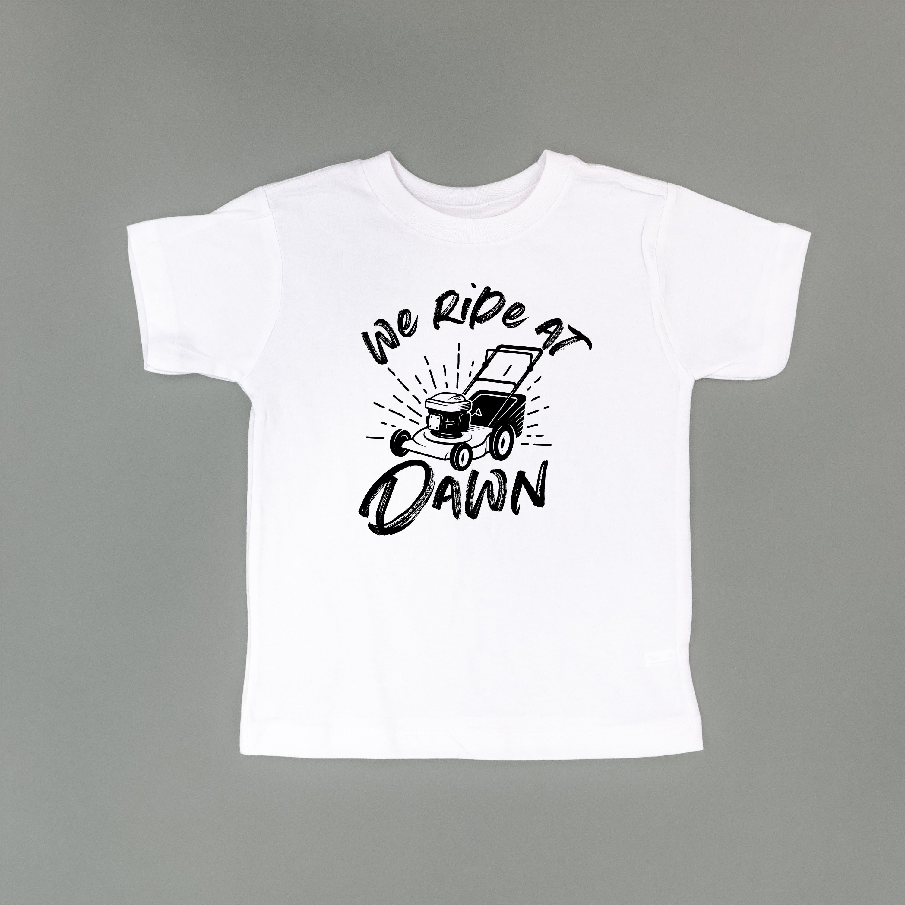 Push Mower - We Ride At Dawn - Child Tee Little Mama Shirt Shop