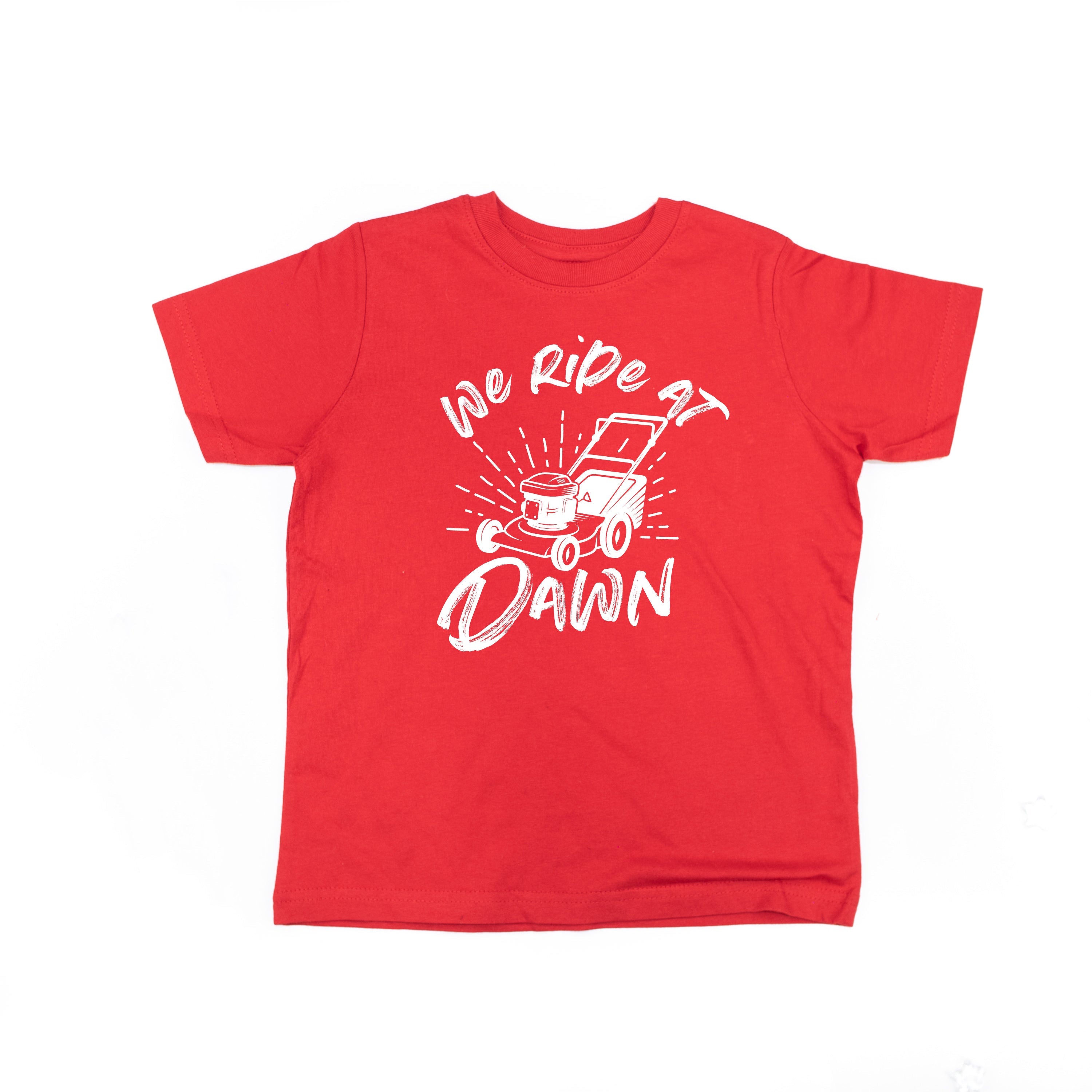 Push Mower - We Ride At Dawn - Child Tee Little Mama Shirt Shop