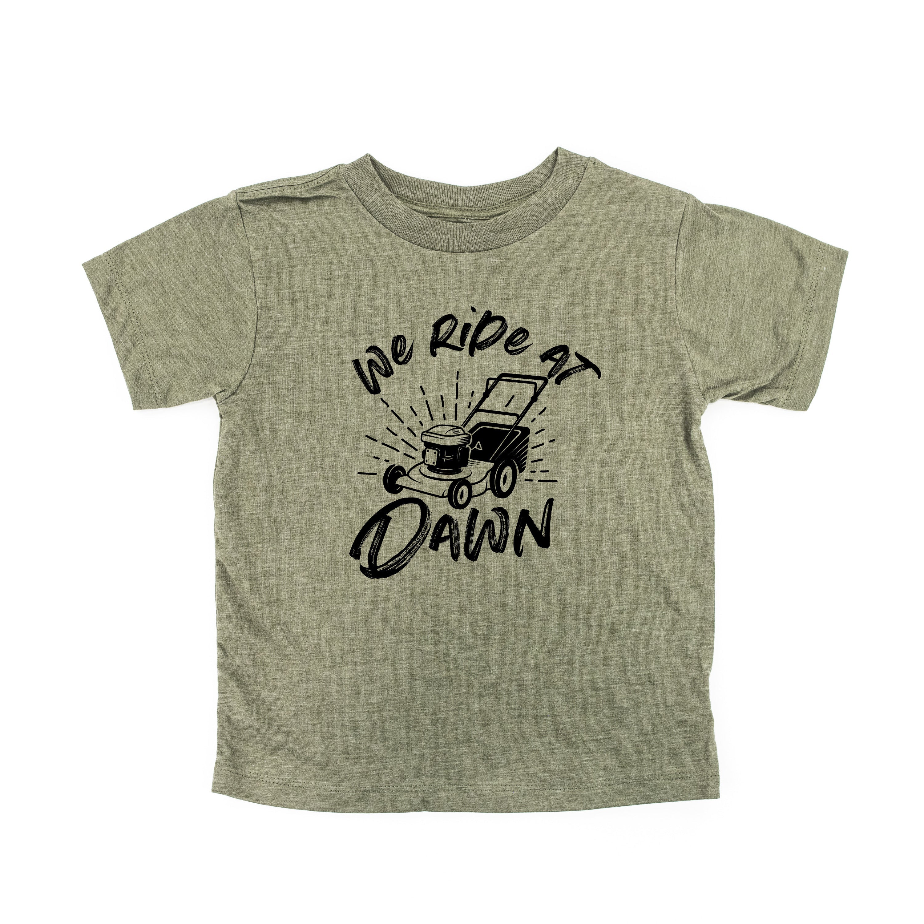 Push Mower - We Ride At Dawn - Child Tee Little Mama Shirt Shop
